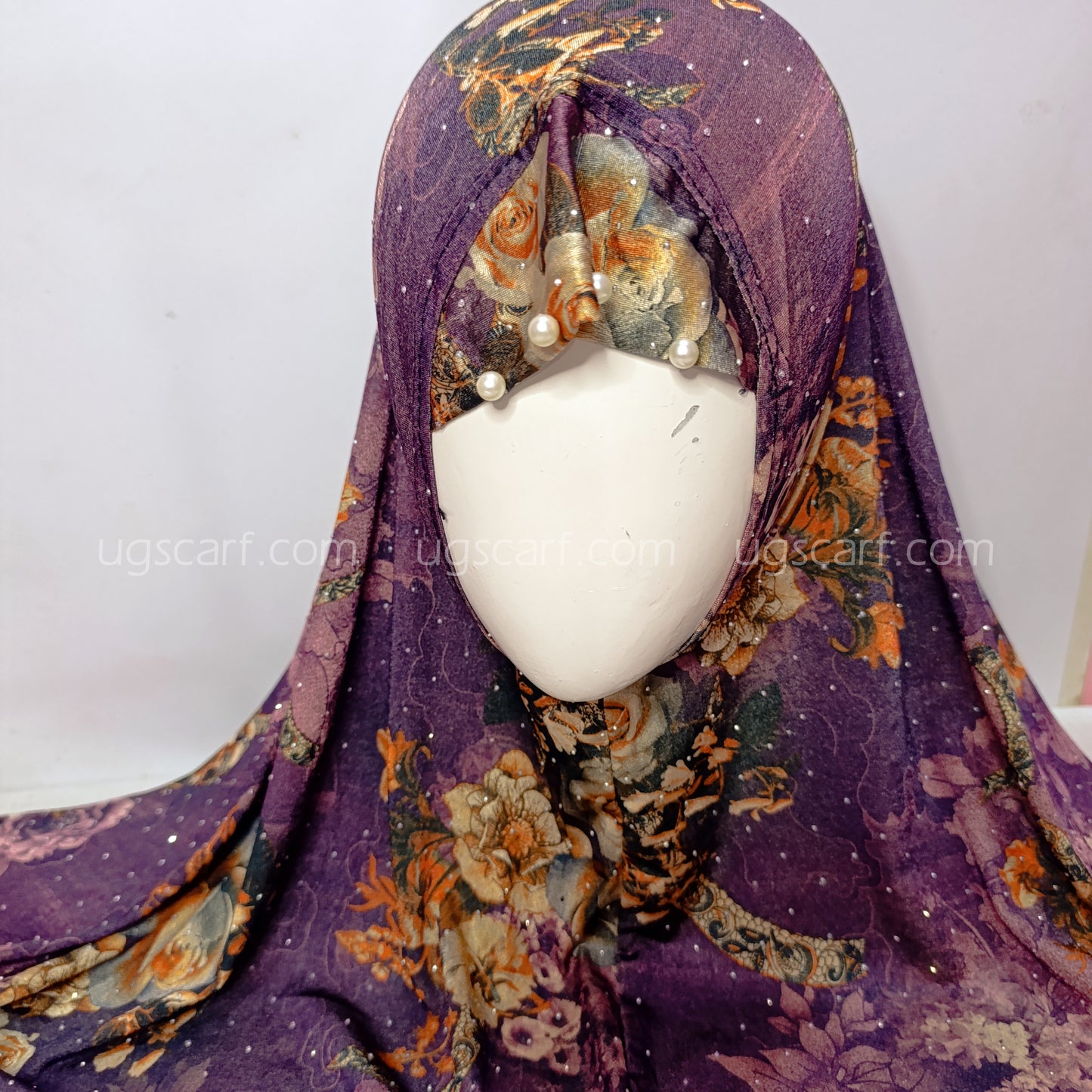 Baby Digital Print Pearls Makhna Hijab Scarf