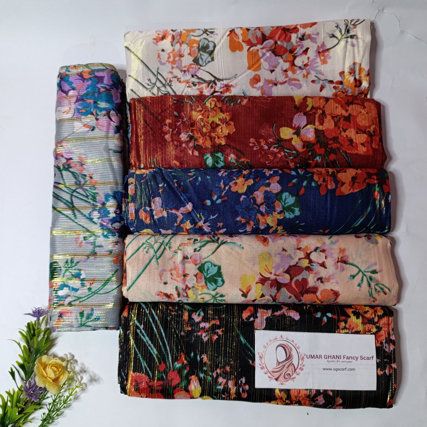 Imported Printed Zari Lawn Hijab Scarf