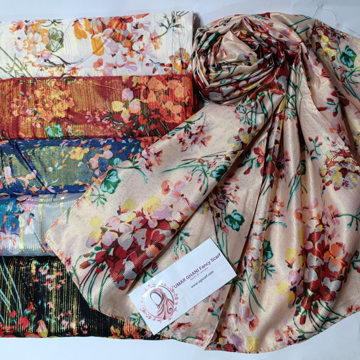 Imported Printed Zari Lawn Hijab Scarf