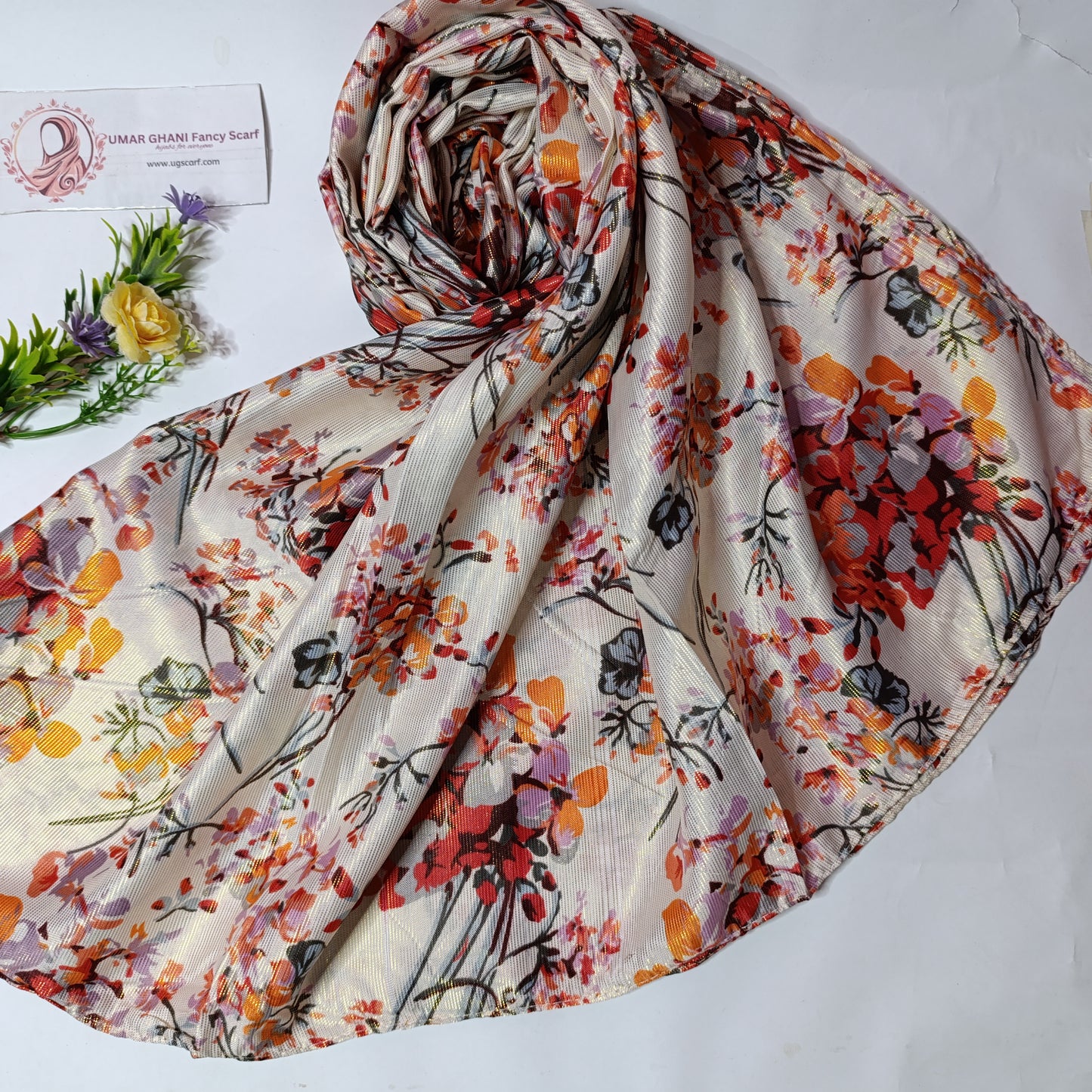 Imported Printed Zari Lawn Hijab Scarf