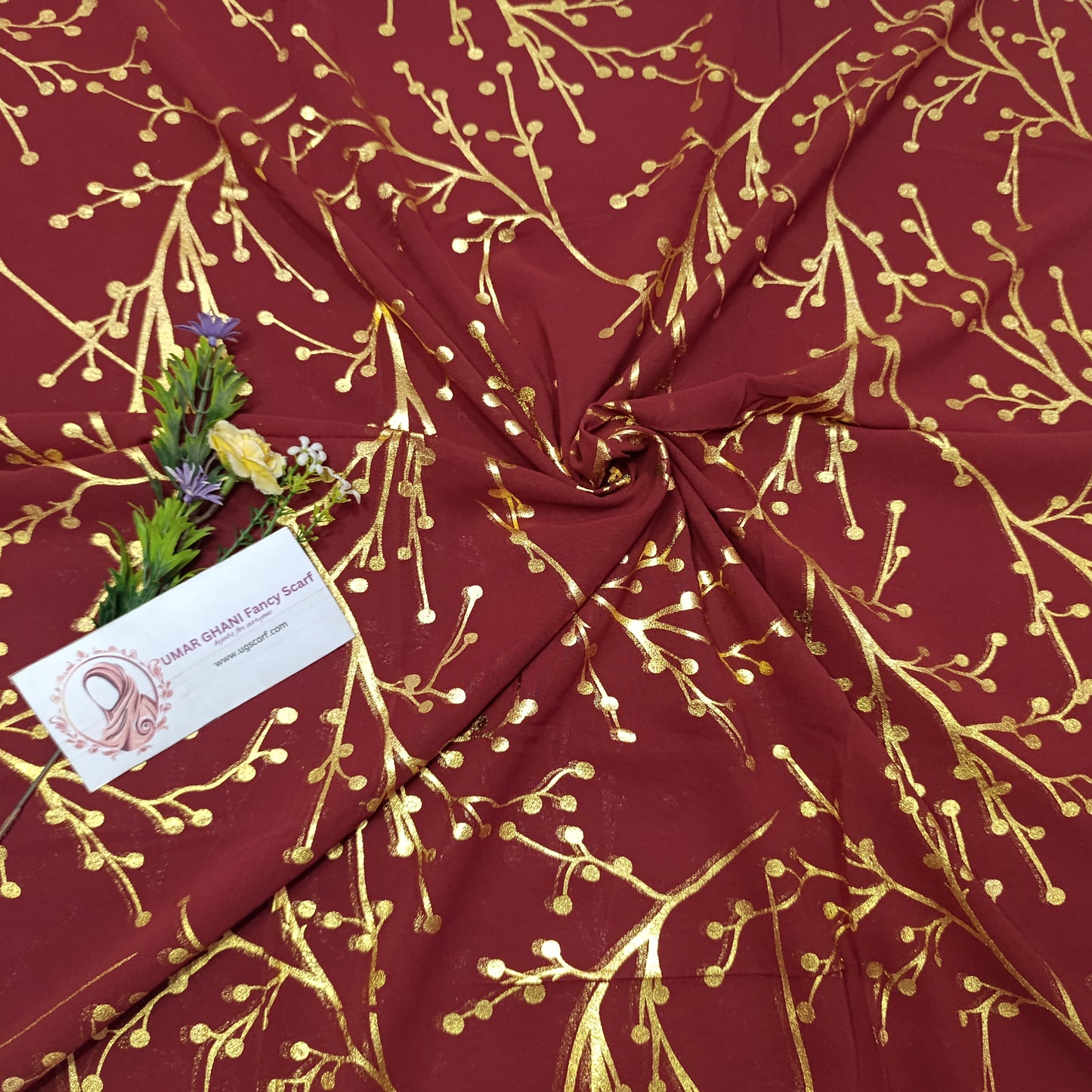 Imported Chiffon Foil Print Hijab Scarf