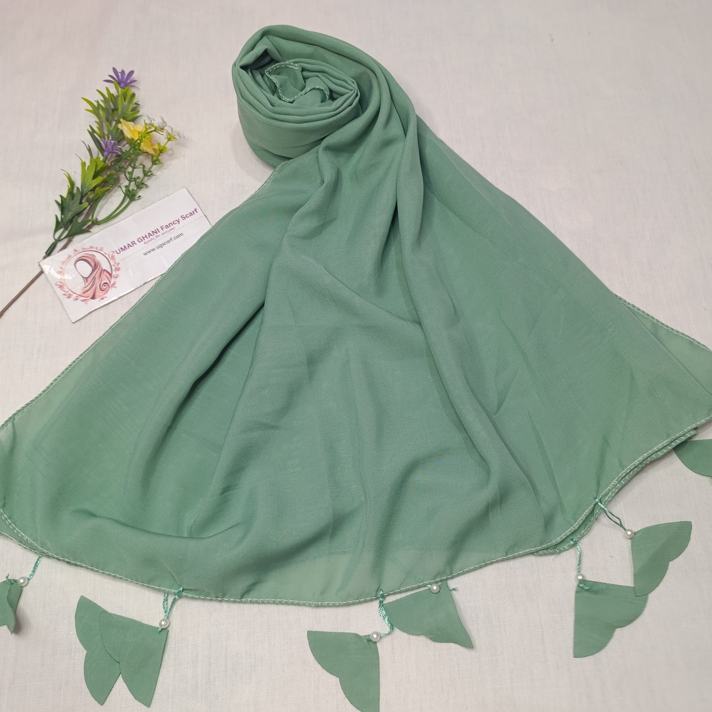 Plain Georgette Heart ❤️ Tussles Hijab Scarf