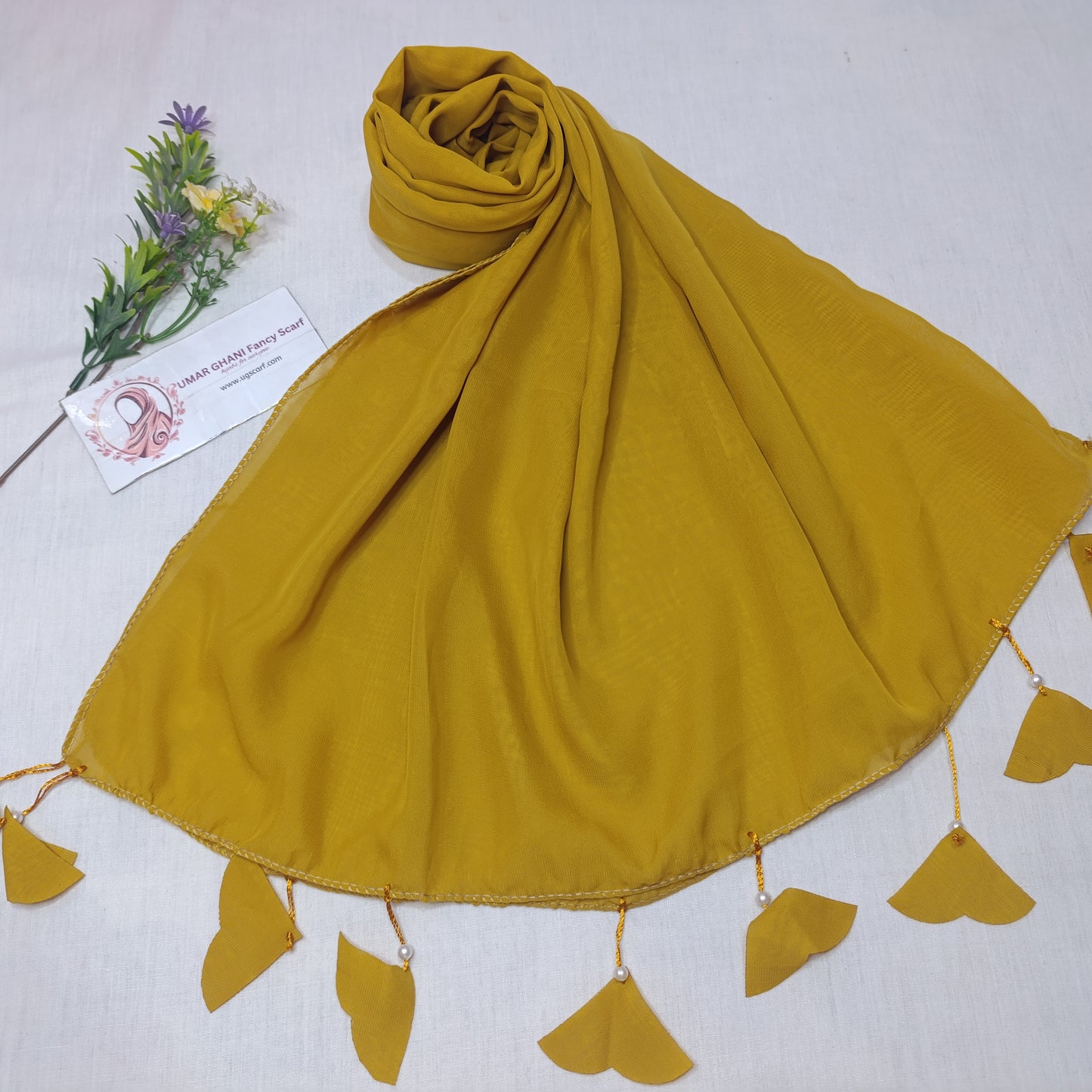 Plain Georgette Heart ❤️ Tussles Hijab Scarf