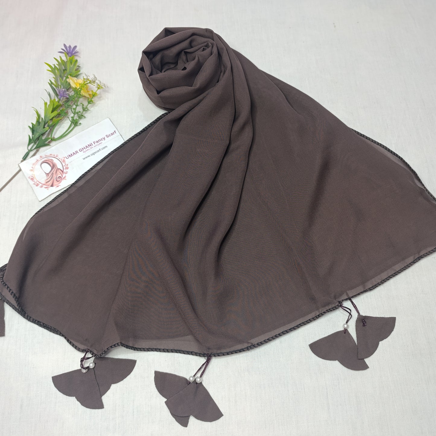 Plain Georgette Heart ❤️ Tussles Hijab Scarf
