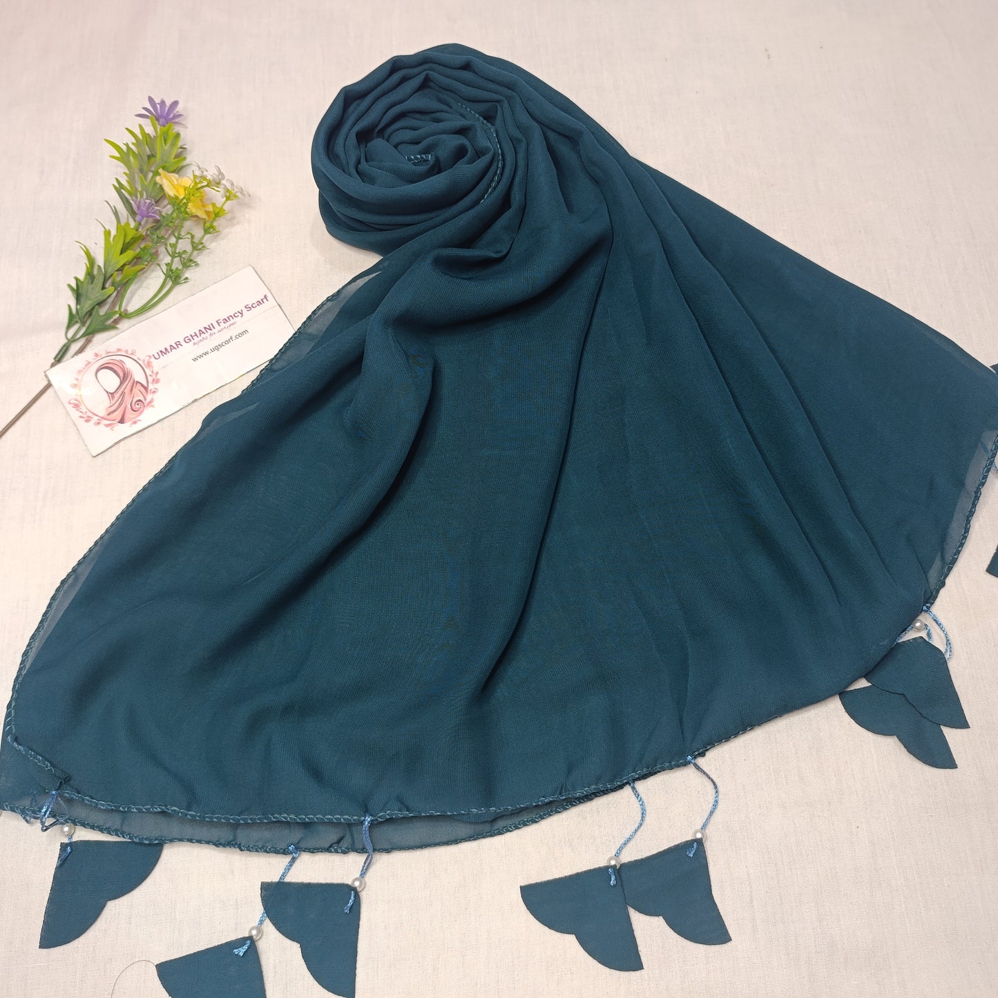 Plain Georgette Heart ❤️ Tussles Hijab Scarf