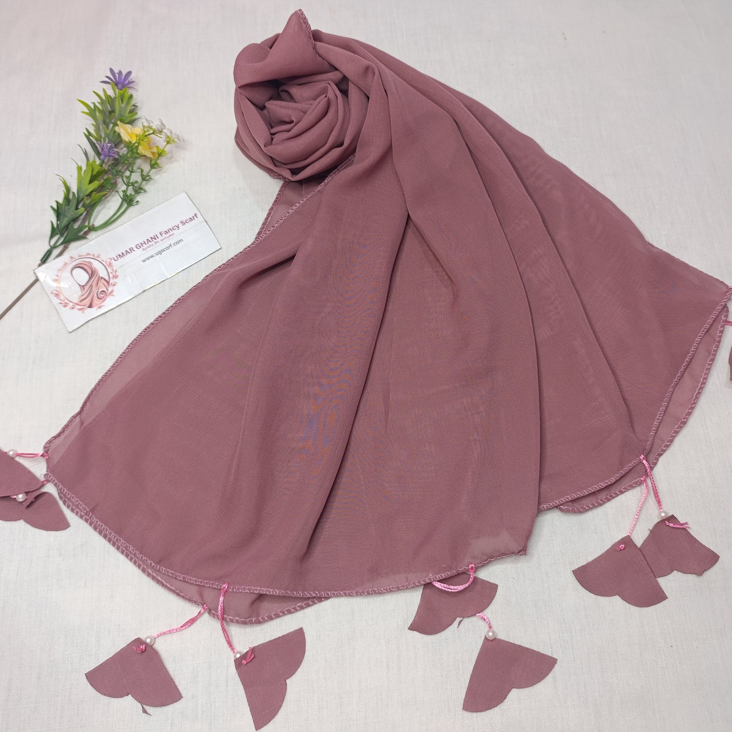 Plain Georgette Heart ❤️ Tussles Hijab Scarf