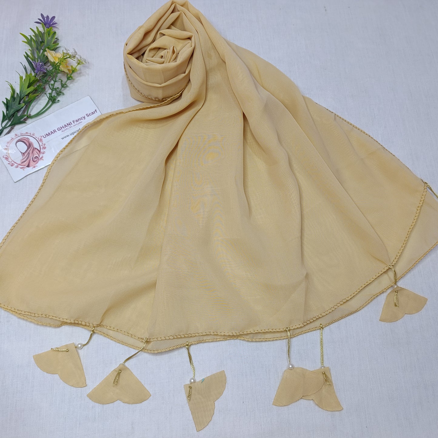 Plain Georgette Heart ❤️ Tussles Hijab Scarf