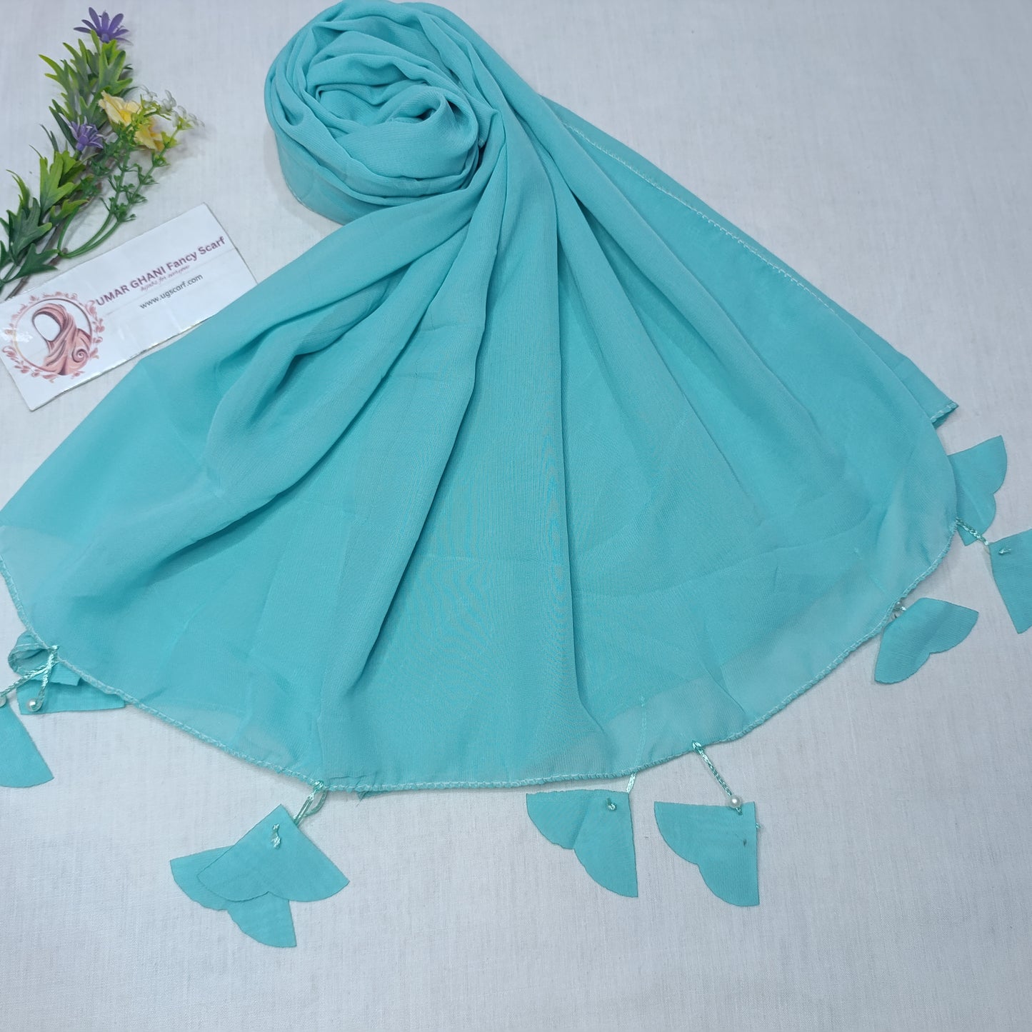 Plain Georgette Heart ❤️ Tussles Hijab Scarf