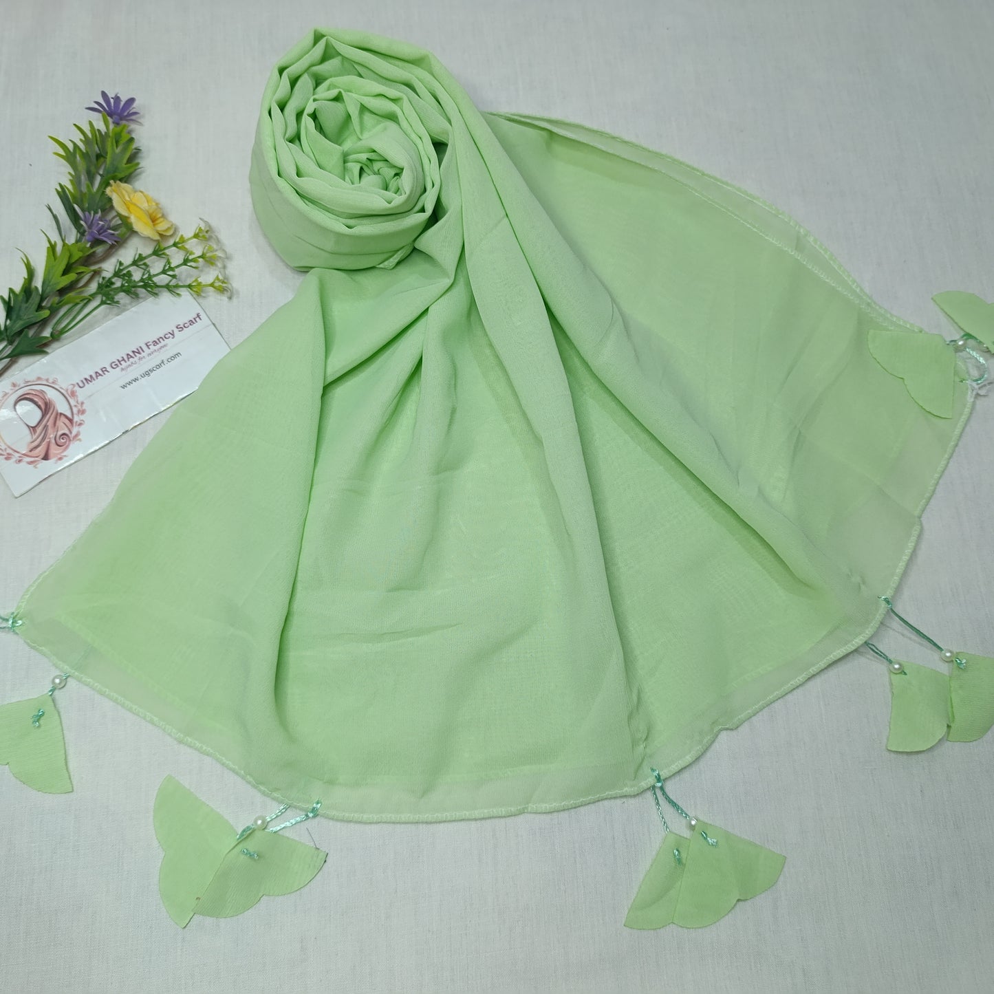 Plain Georgette Heart ❤️ Tussles Hijab Scarf