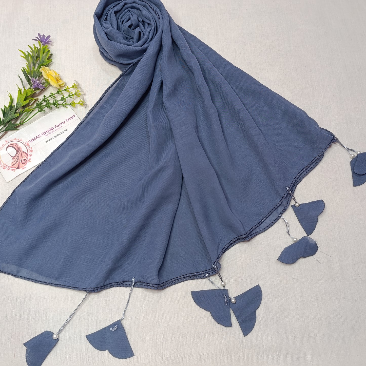 Plain Georgette Heart ❤️ Tussles Hijab Scarf
