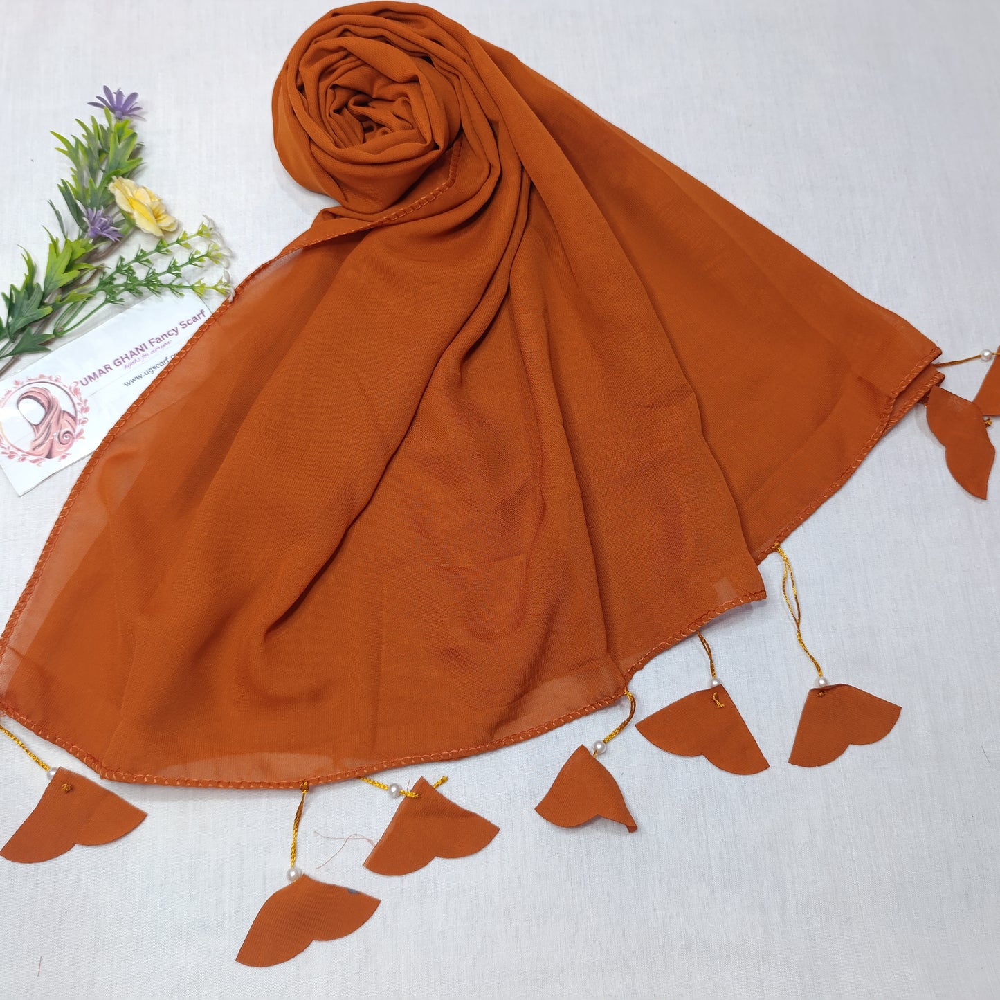 Plain Georgette Heart ❤️ Tussles Hijab Scarf
