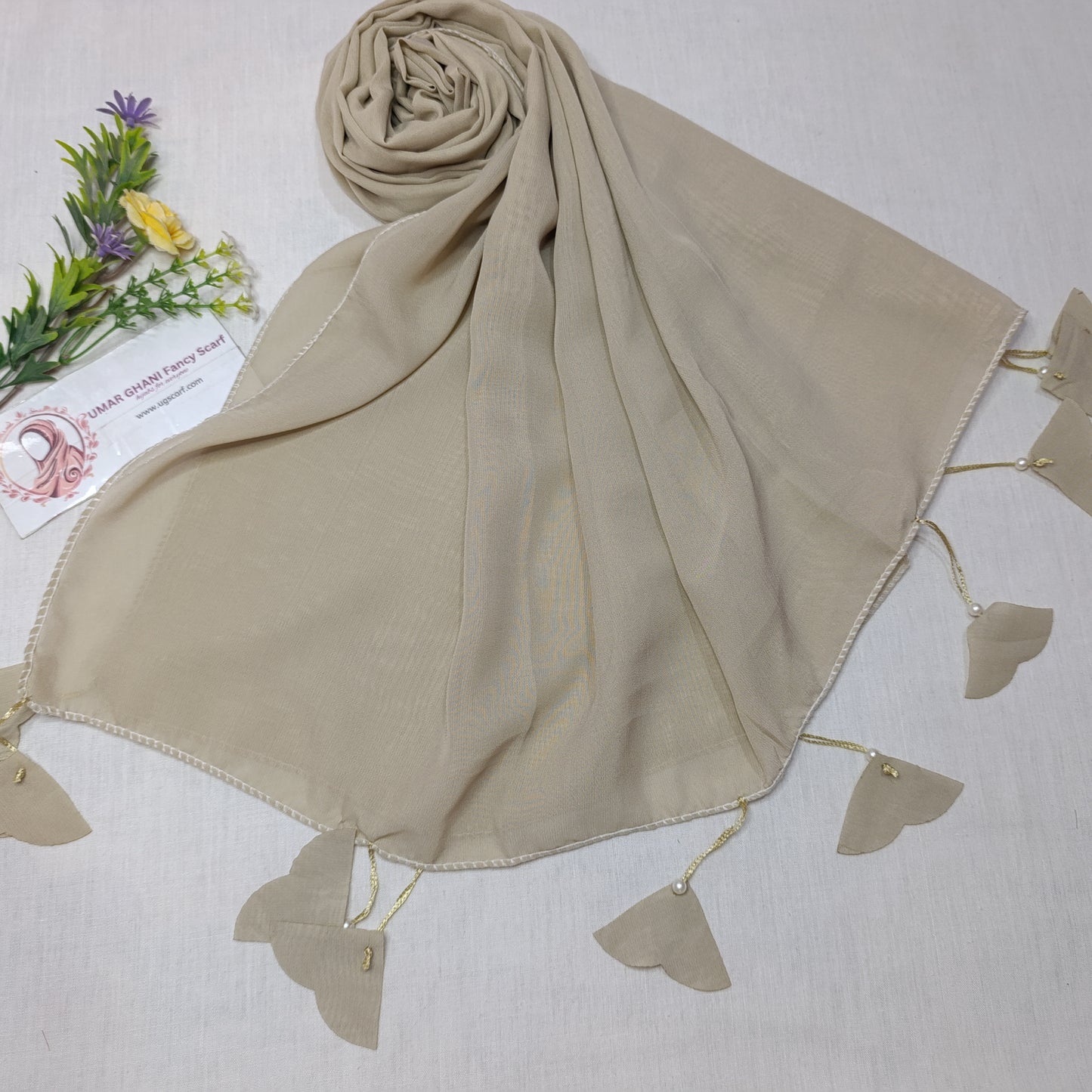 Plain Georgette Heart ❤️ Tussles Hijab Scarf