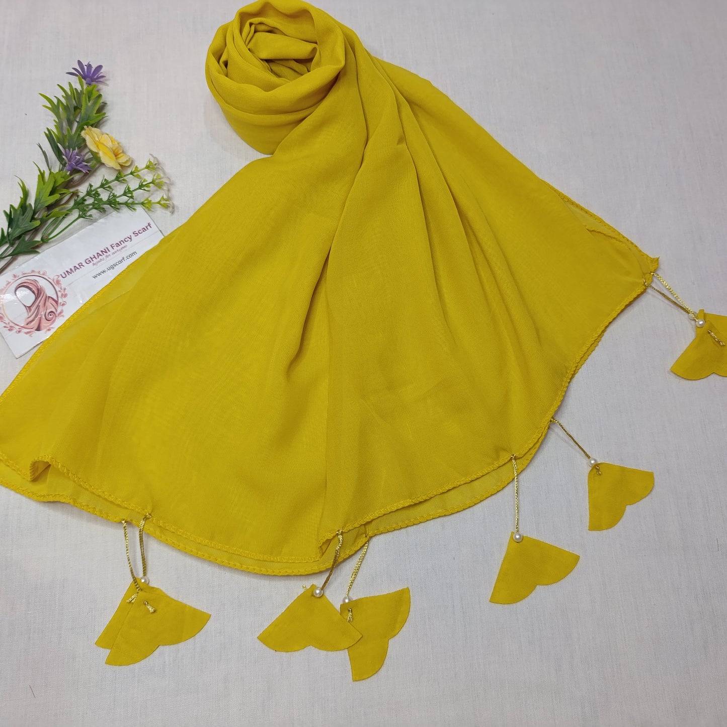 Plain Georgette Heart ❤️ Tussles Hijab Scarf