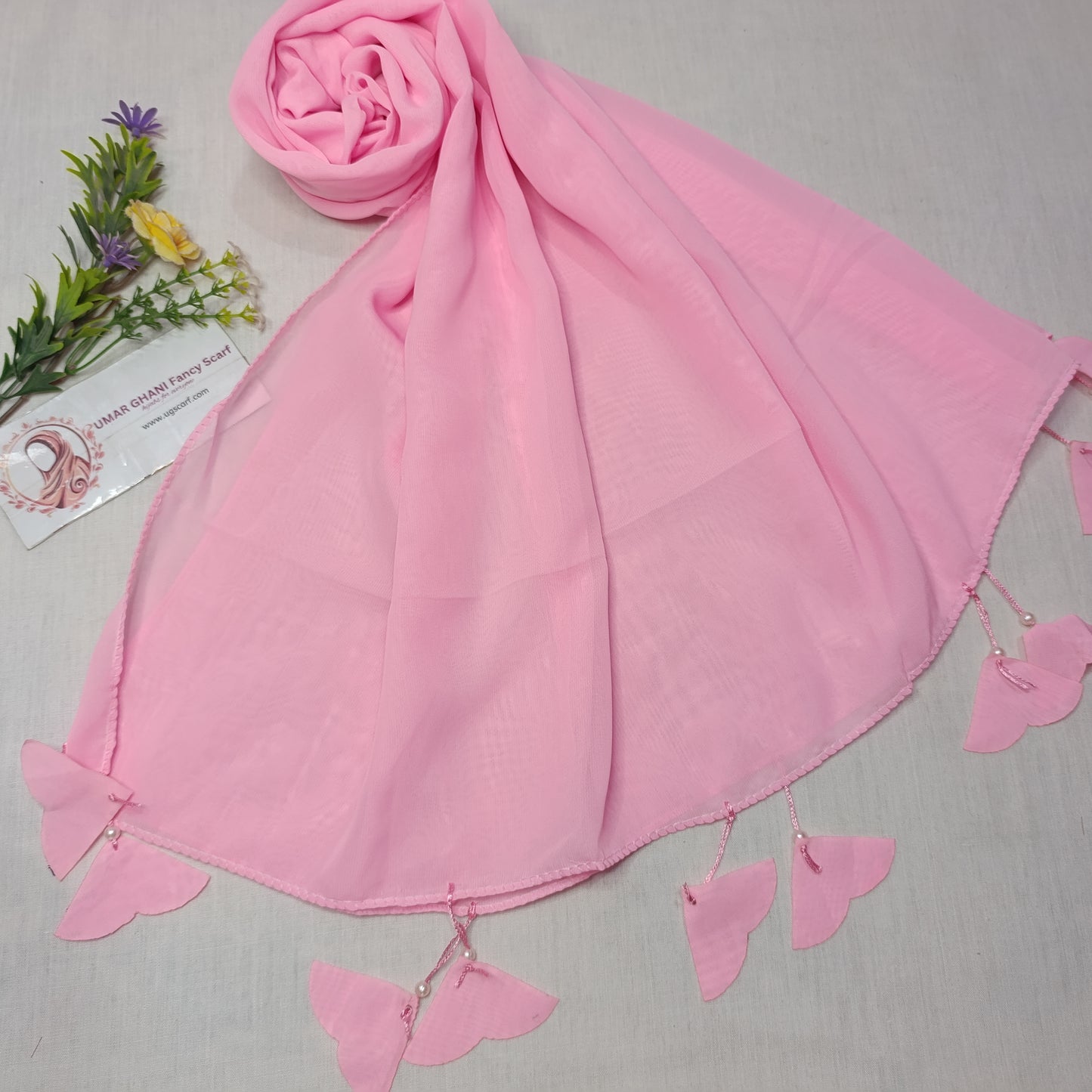 Plain Georgette Heart ❤️ Tussles Hijab Scarf