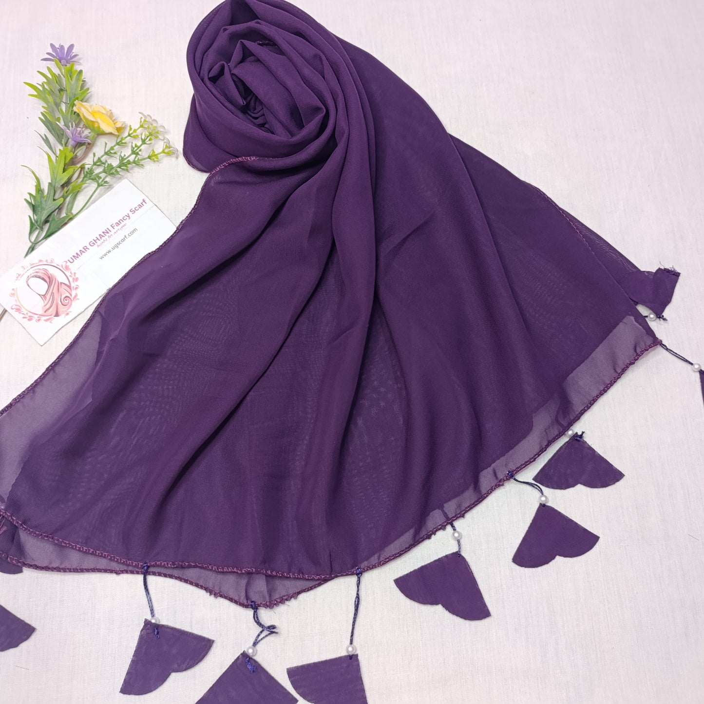 Plain Georgette Heart ❤️ Tussles Hijab Scarf