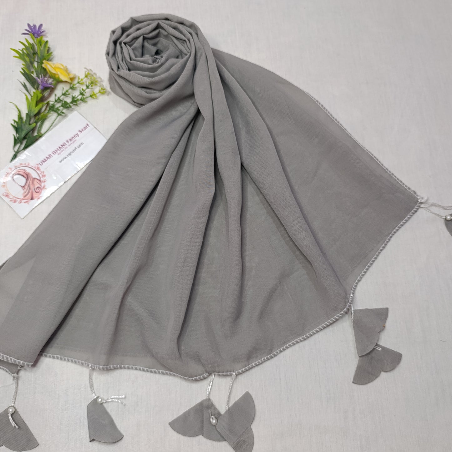 Plain Georgette Heart ❤️ Tussles Hijab Scarf