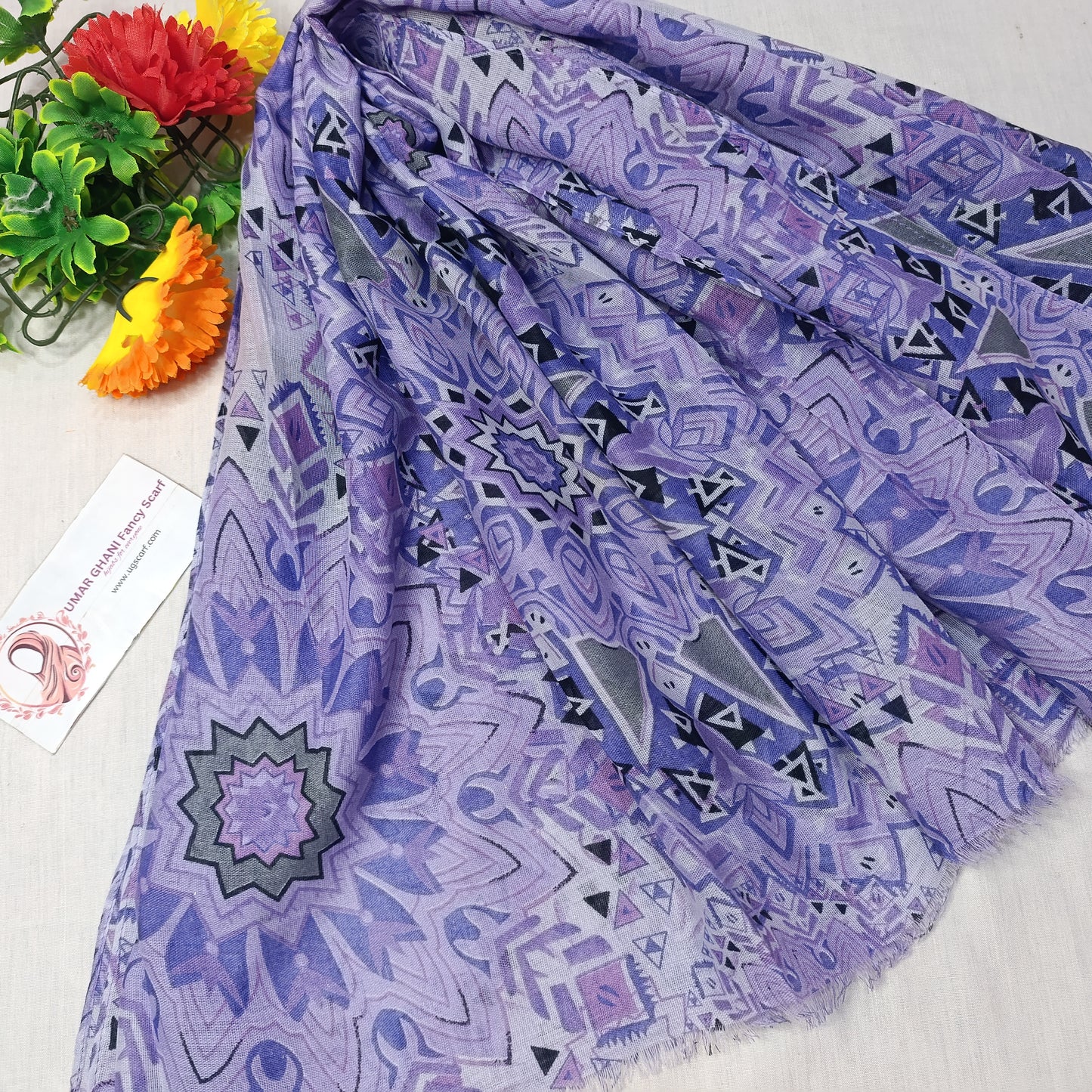 Imported Arbi Lawn Printed Shiny Hijab Scarf