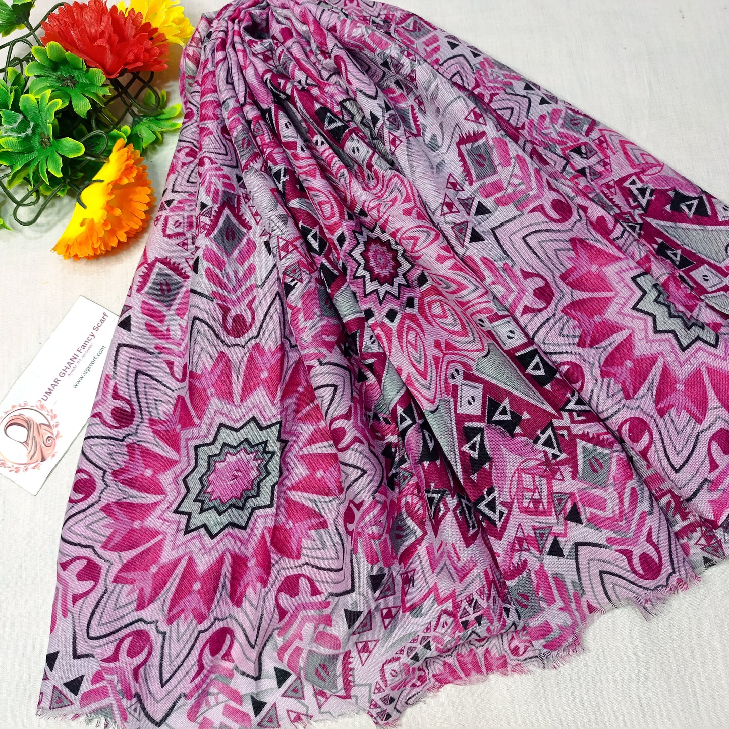 Imported Arbi Lawn Printed Shiny Hijab Scarf