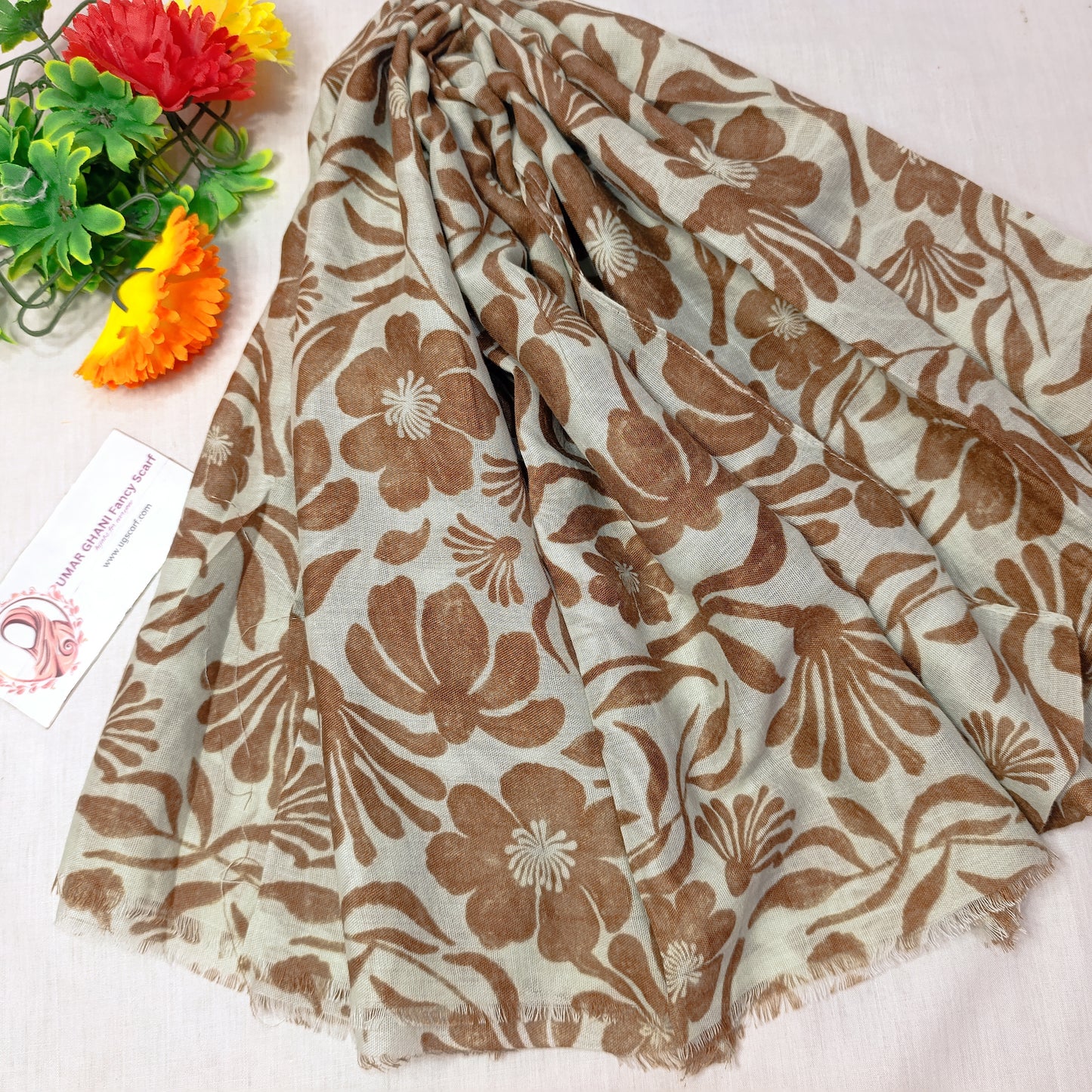 Imported Arbi Lawn Printed Shiny Hijab Scarf