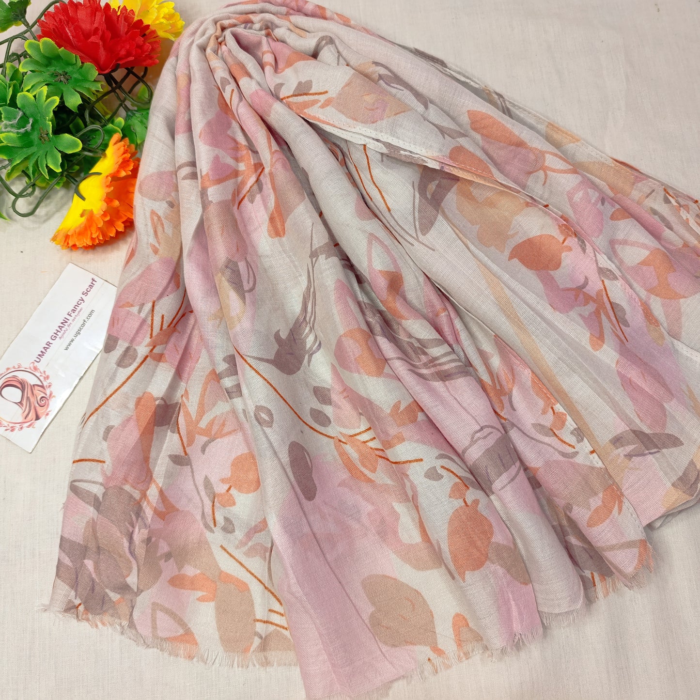 Imported Arbi Lawn Printed Shiny Hijab Scarf