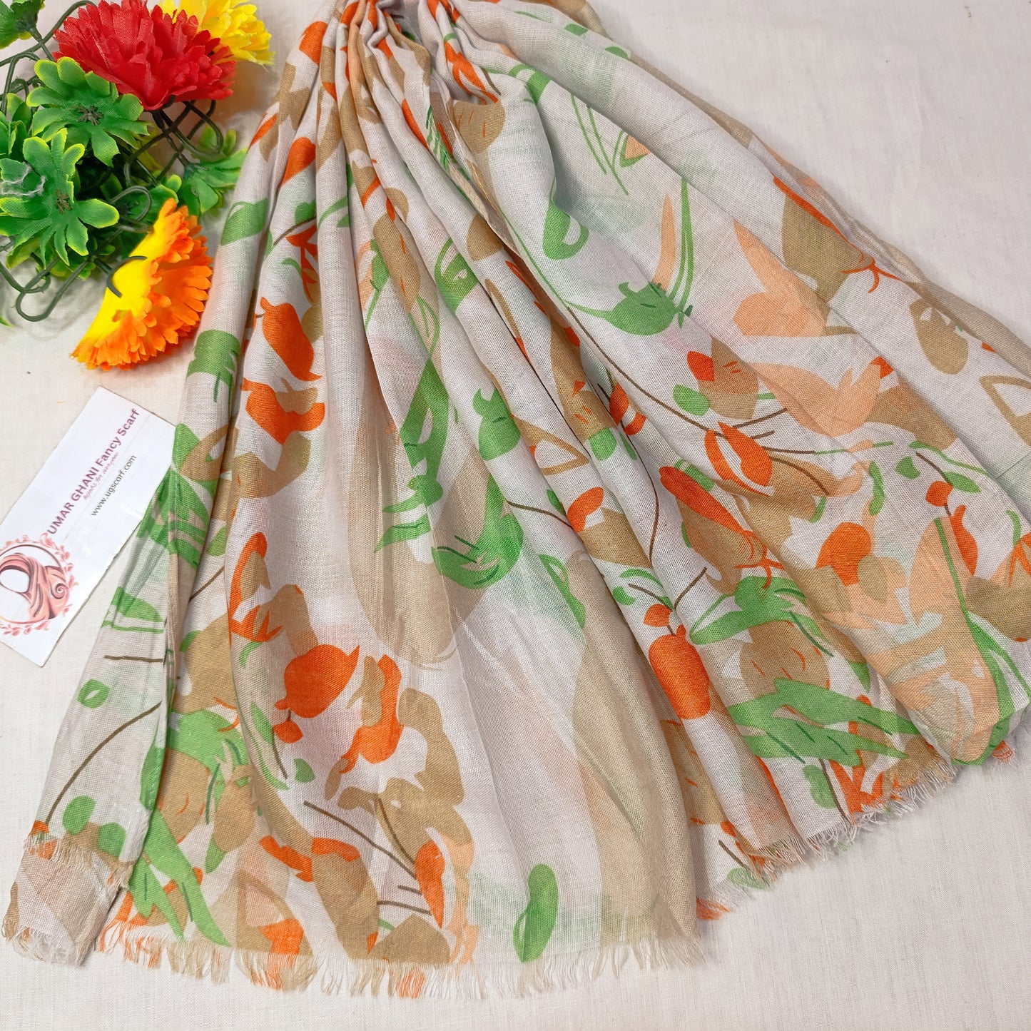Imported Arbi Lawn Printed Shiny Hijab Scarf