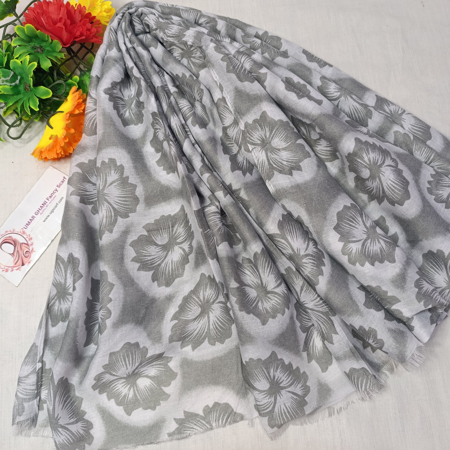 Imported Arbi Lawn Printed Shiny Hijab Scarf