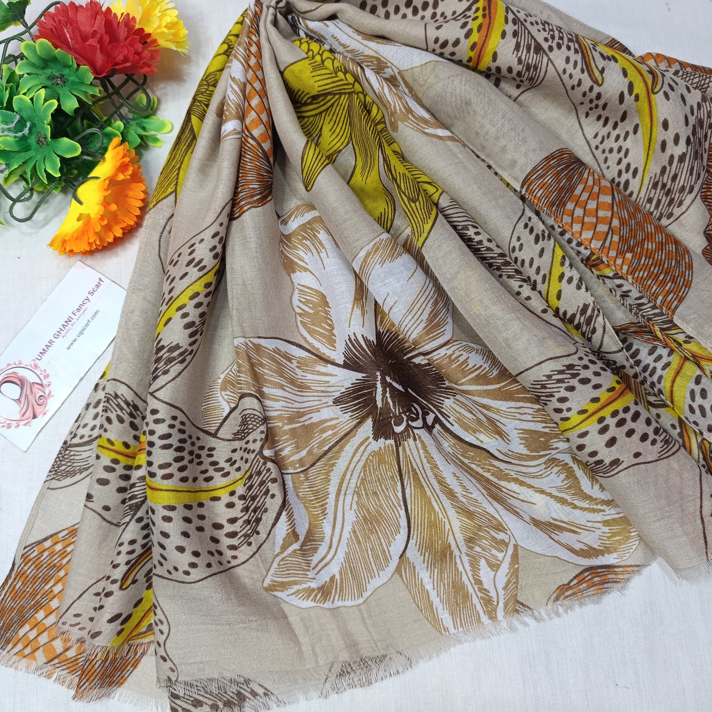 Imported Arbi Lawn Printed Shiny Hijab Scarf