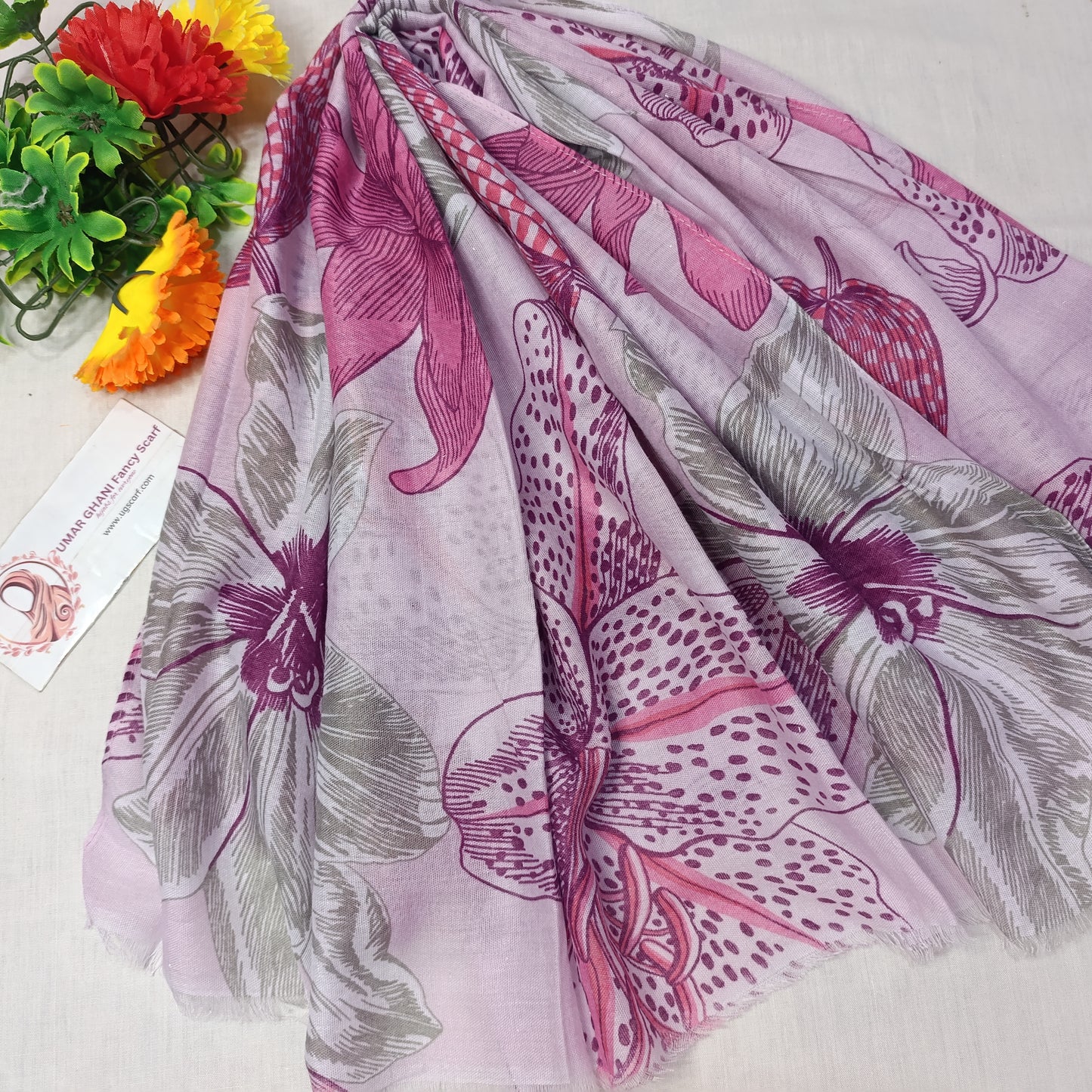 Imported Arbi Lawn Printed Shiny Hijab Scarf