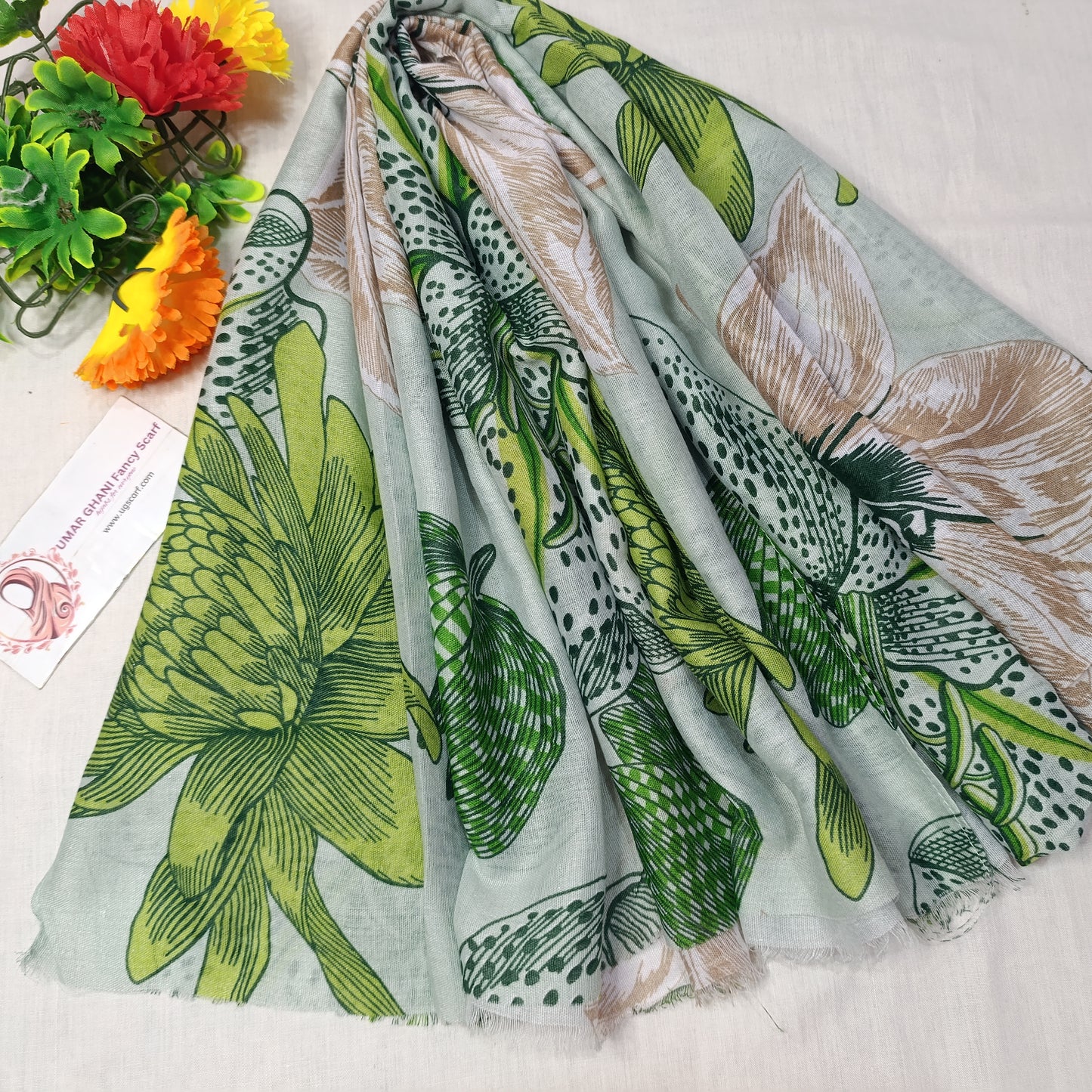 Imported Arbi Lawn Printed Shiny Hijab Scarf