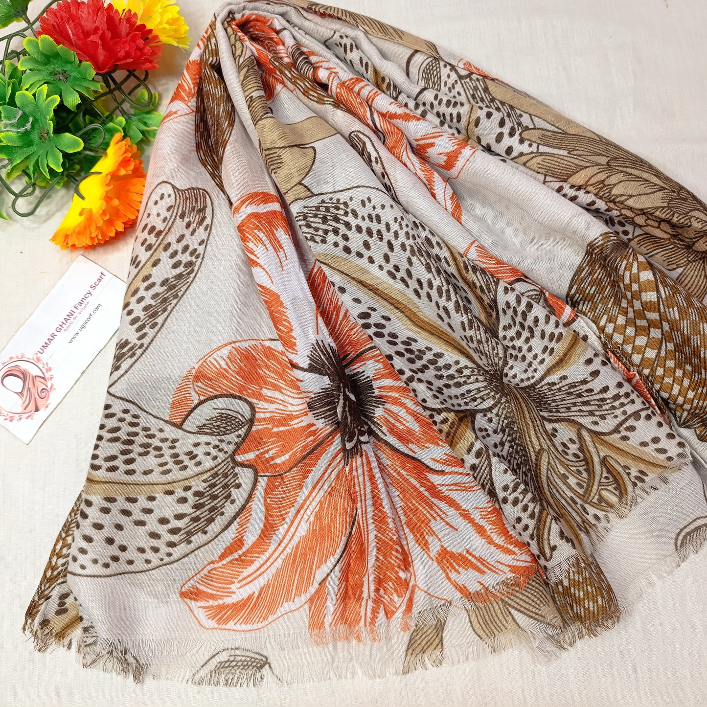 Imported Arbi Lawn Printed Shiny Hijab Scarf