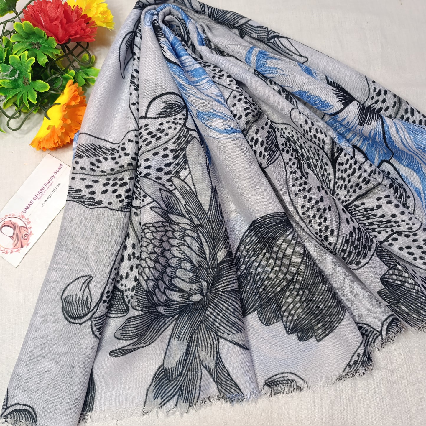 Imported Arbi Lawn Printed Shiny Hijab Scarf