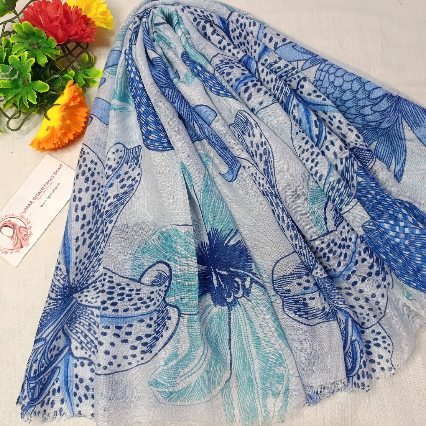 Imported Arbi Lawn Printed Shiny Hijab Scarf