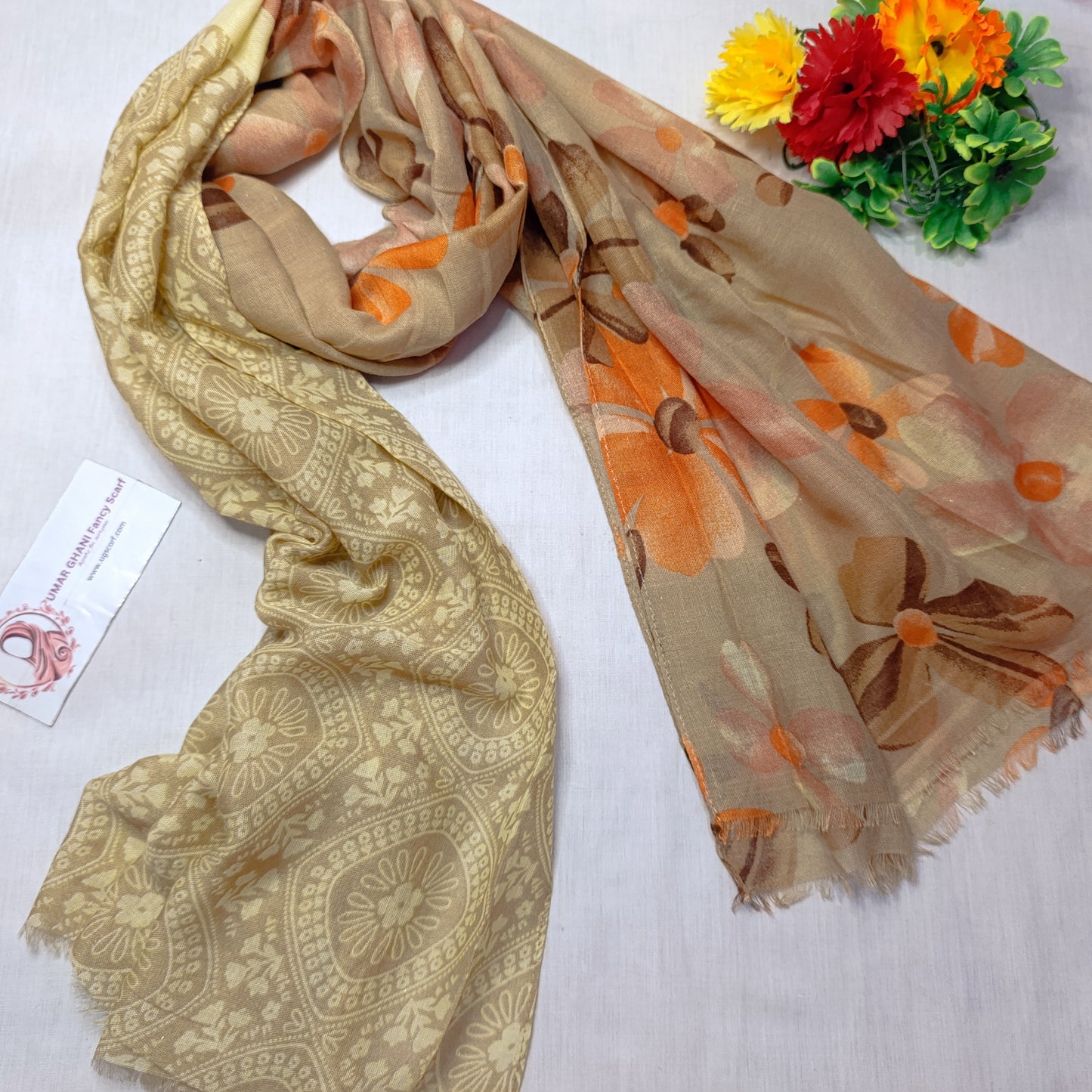 Imported Arbi Lawn Printed Shiny Hijab Scarf
