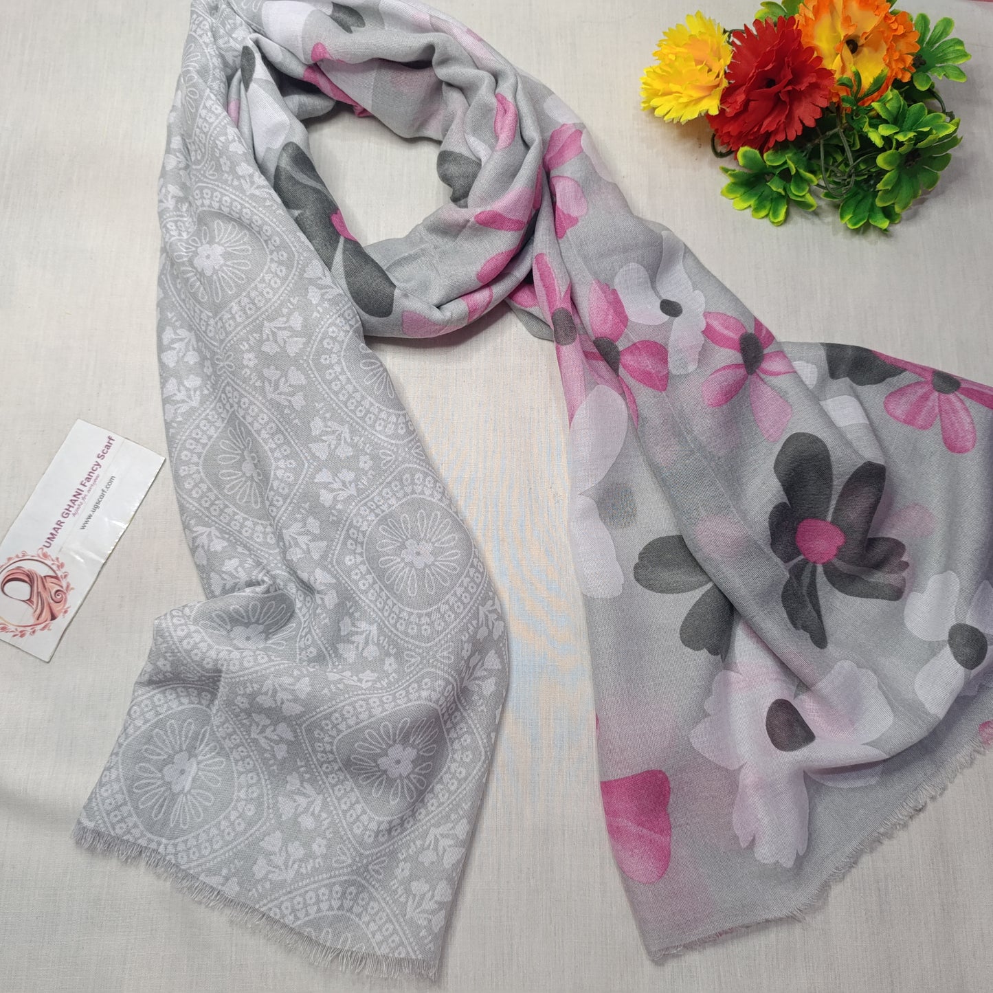 Imported Arbi Lawn Printed Shiny Hijab Scarf