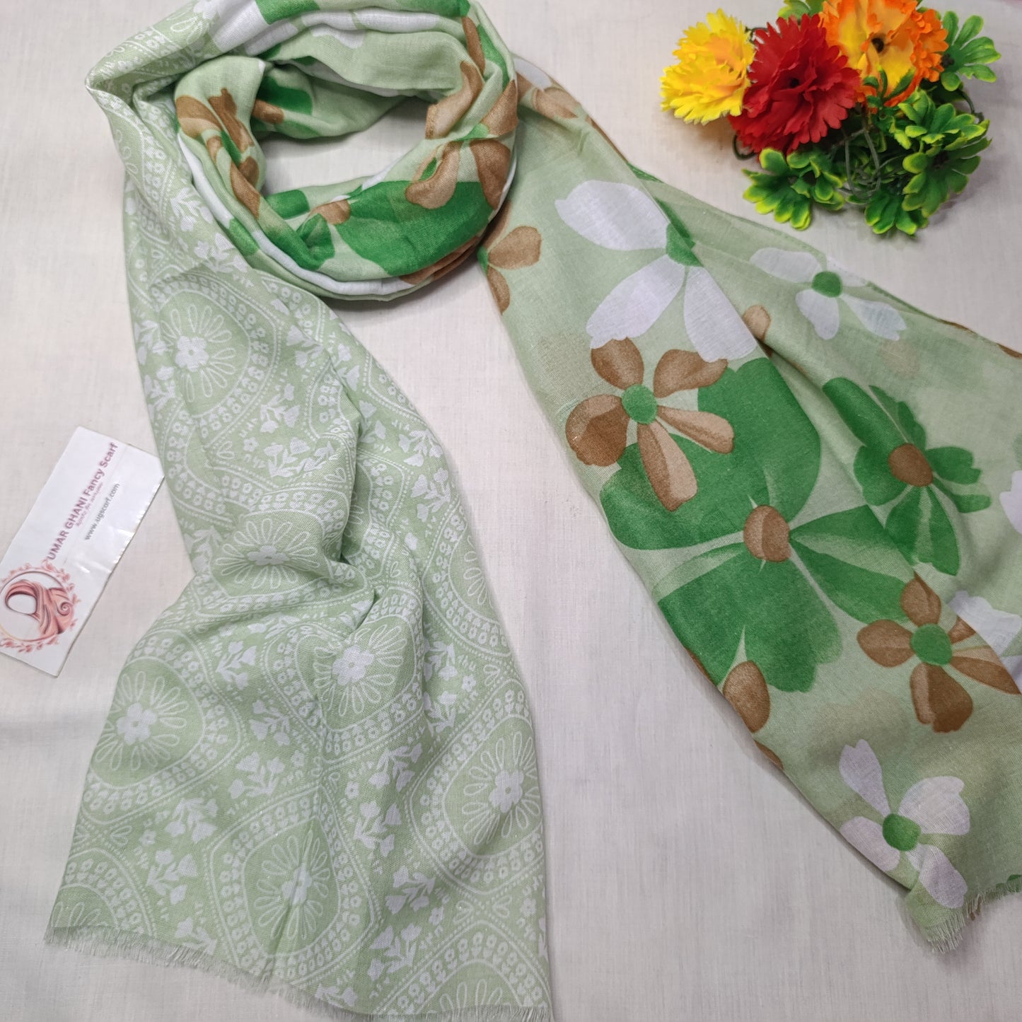 Imported Arbi Lawn Printed Shiny Hijab Scarf