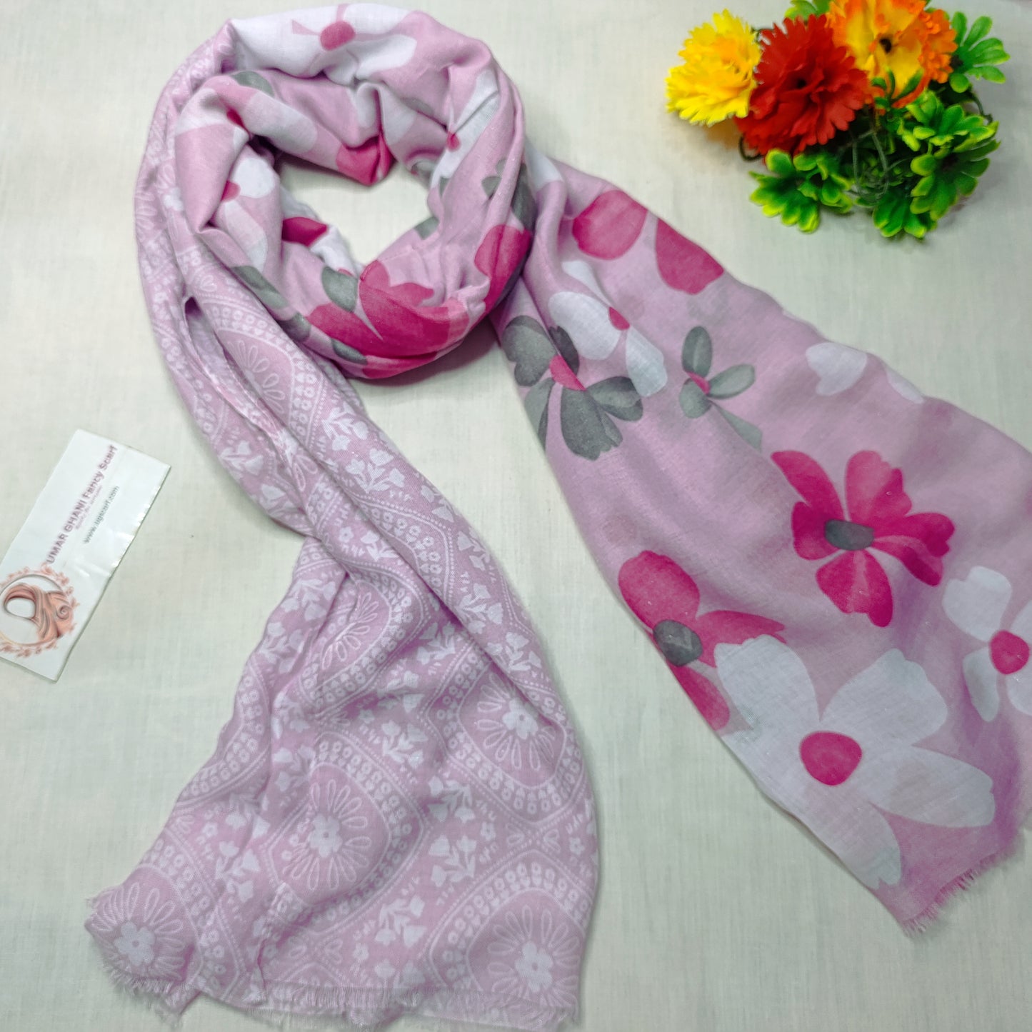 Imported Arbi Lawn Printed Shiny Hijab Scarf