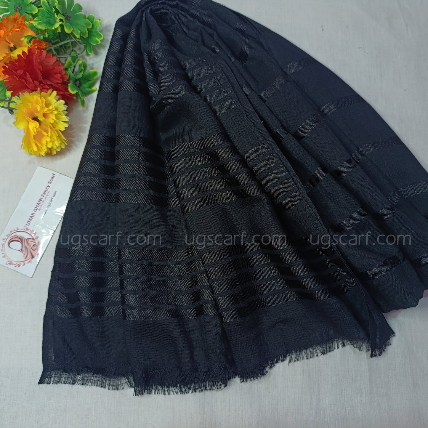 Black Lawn Khaddi Lining Hijab Scarf
