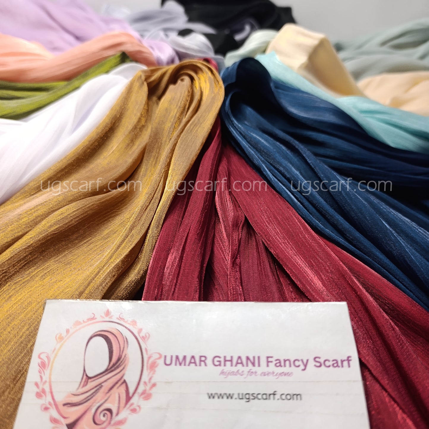 Plain Shimmer Wrinkle Silk Hijab Scarf
