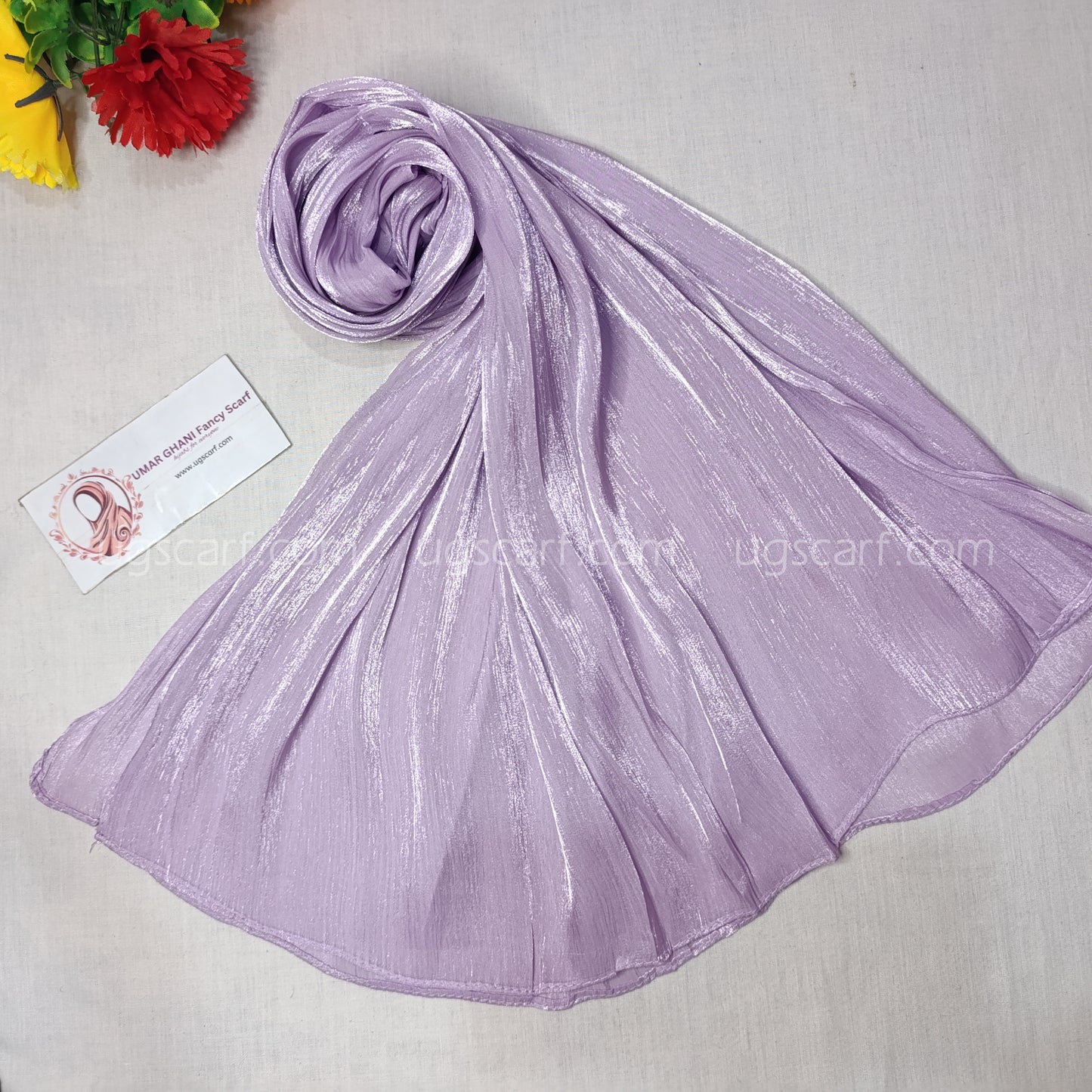 Plain Shimmer Wrinkle Silk Hijab Scarf
