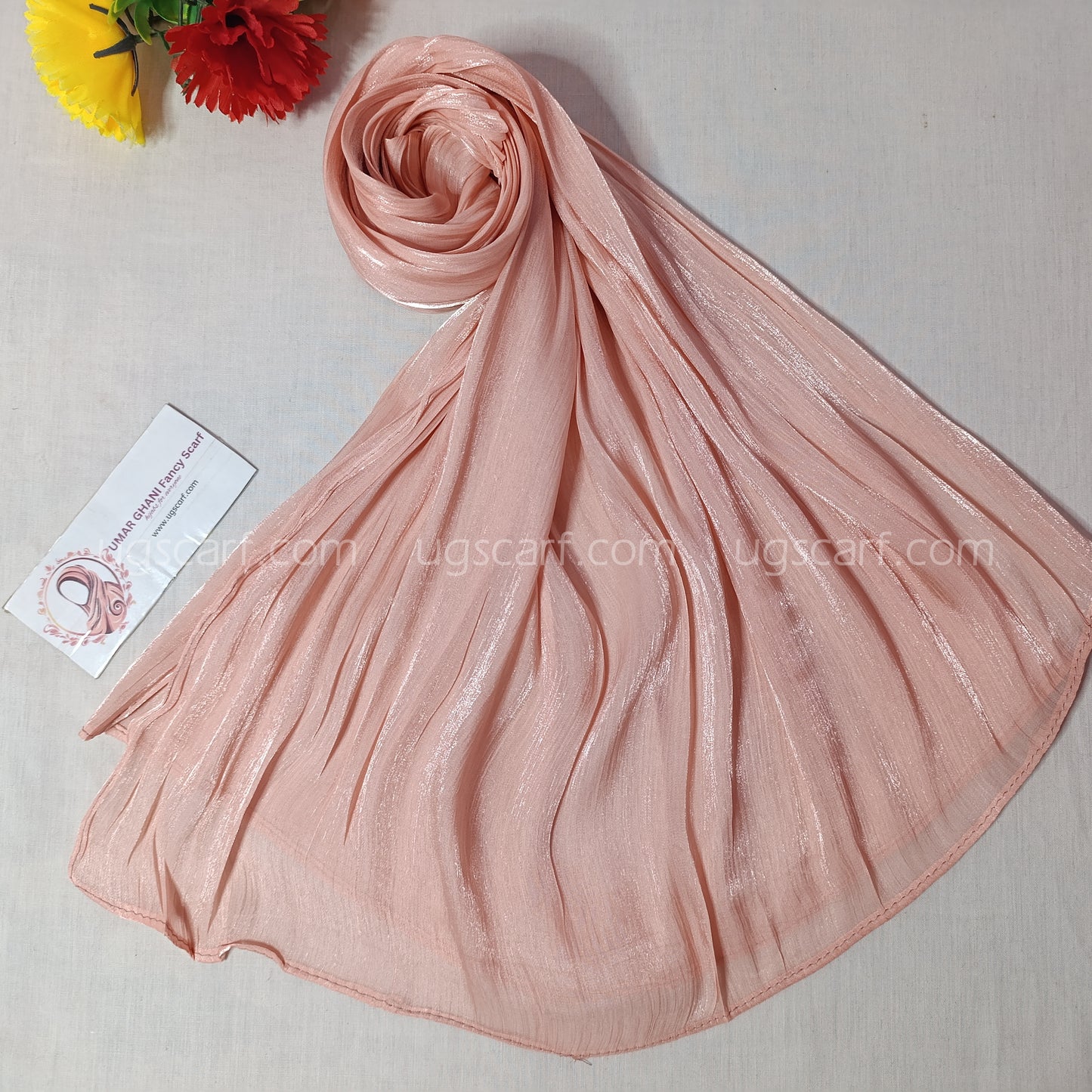 Plain Shimmer Wrinkle Silk Hijab Scarf