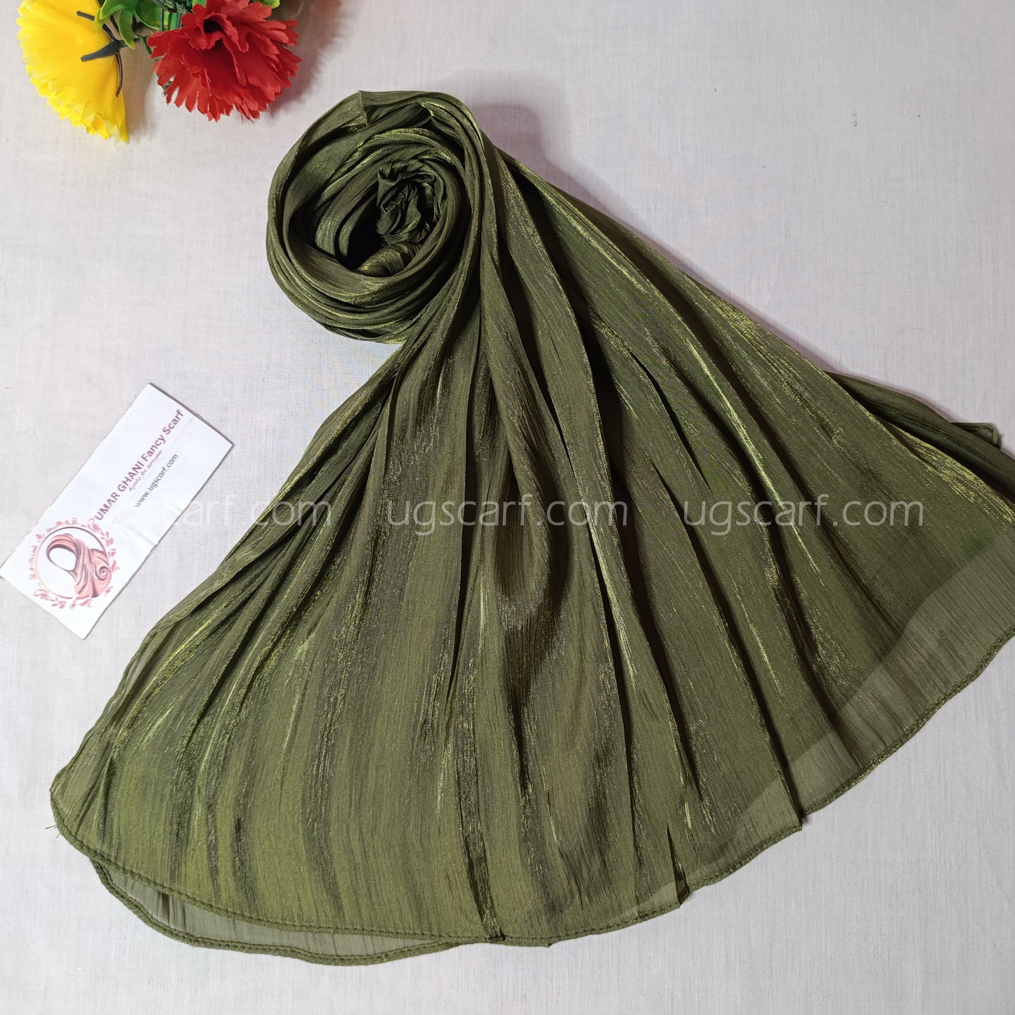 Plain Shimmer Wrinkle Silk Hijab Scarf