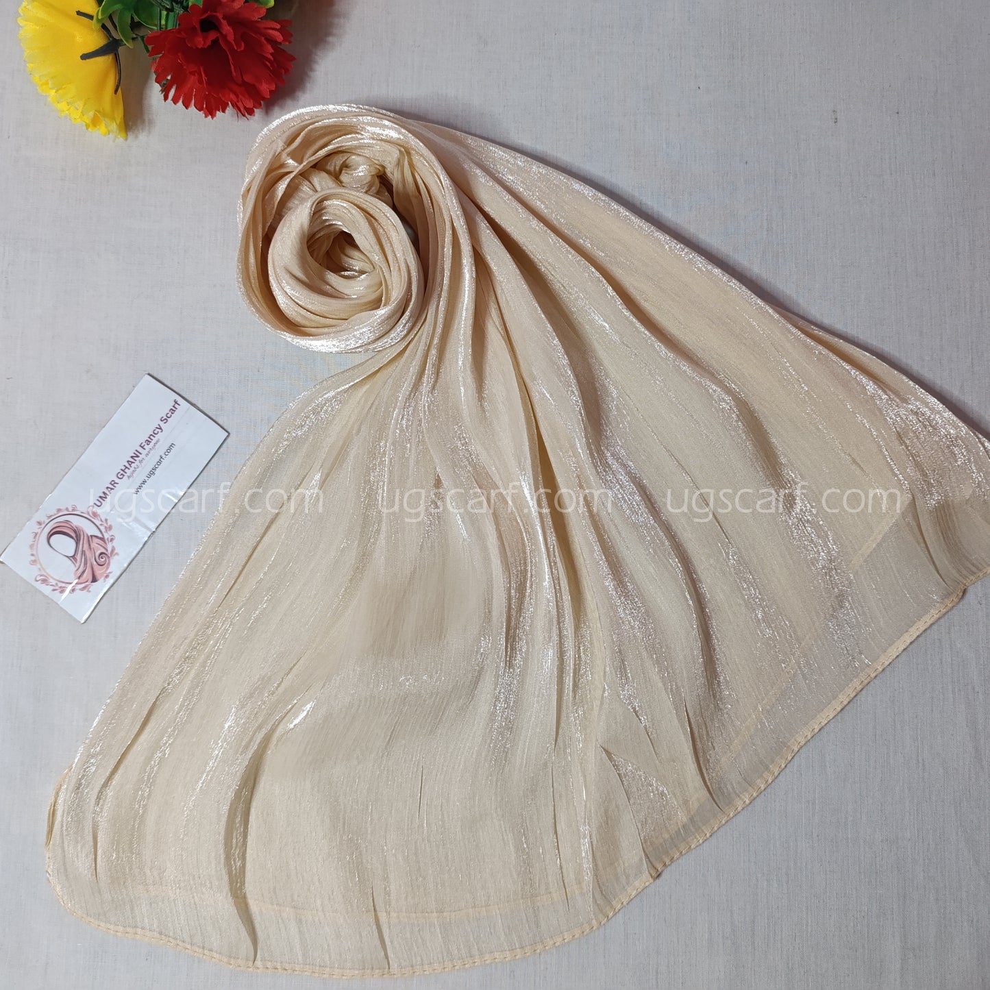 Plain Shimmer Wrinkle Silk Hijab Scarf