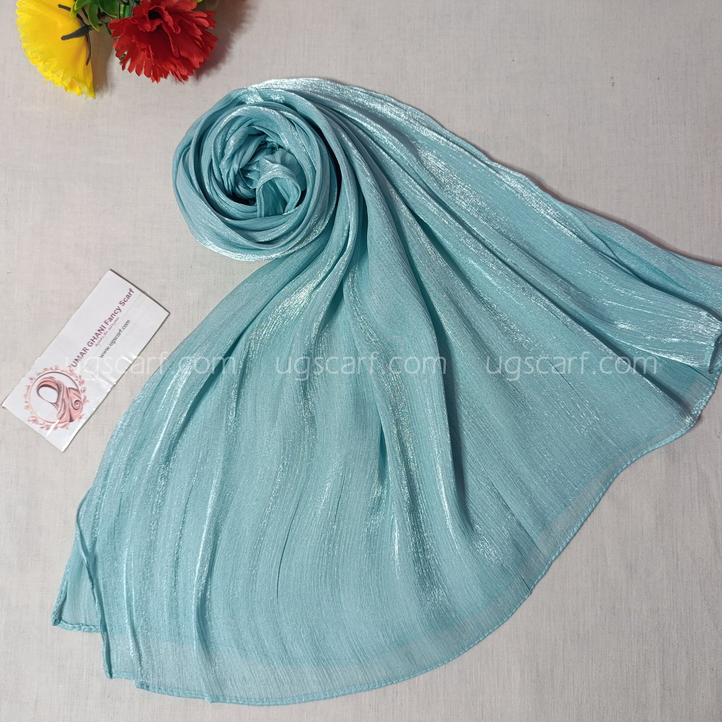 Plain Shimmer Wrinkle Silk Hijab Scarf