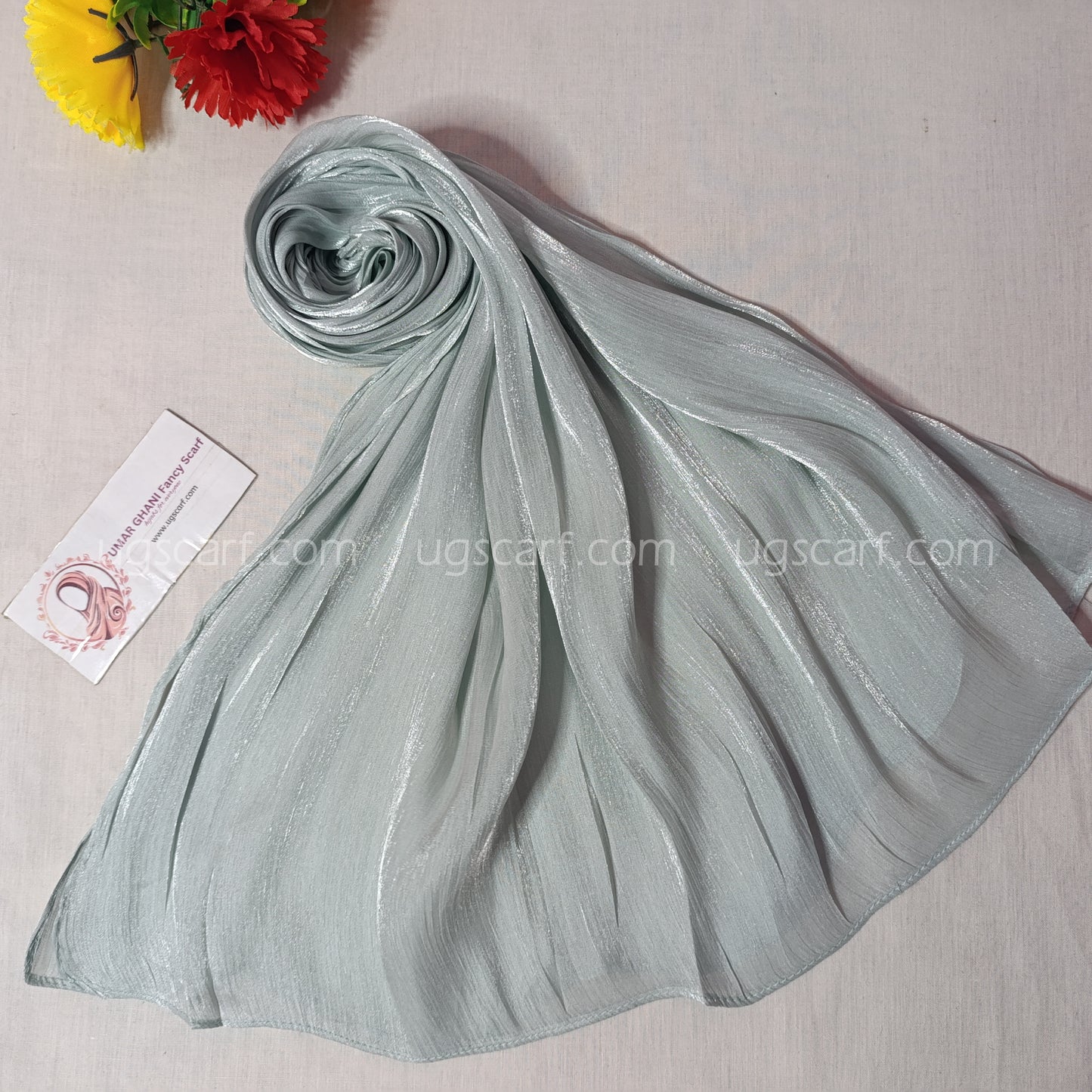 Plain Shimmer Wrinkle Silk Hijab Scarf