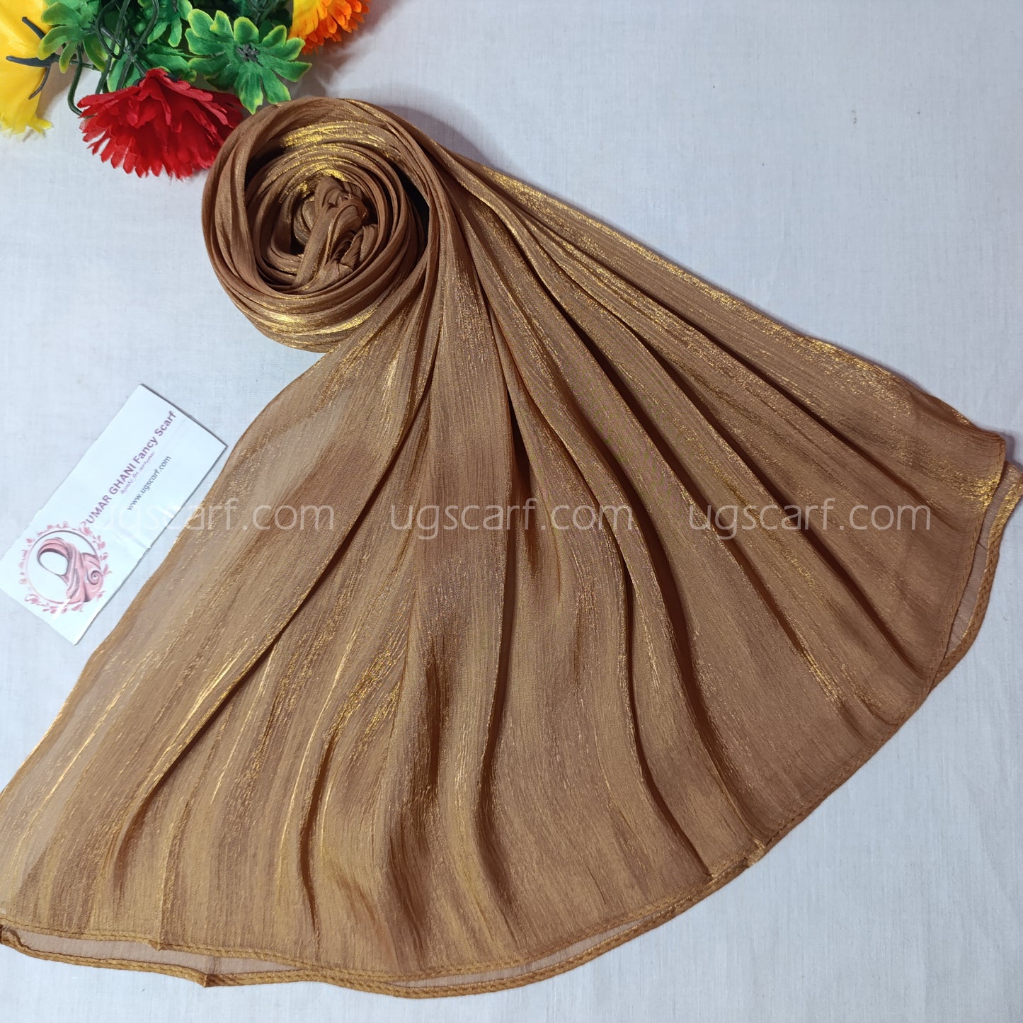 Plain Shimmer Wrinkle Silk Hijab Scarf