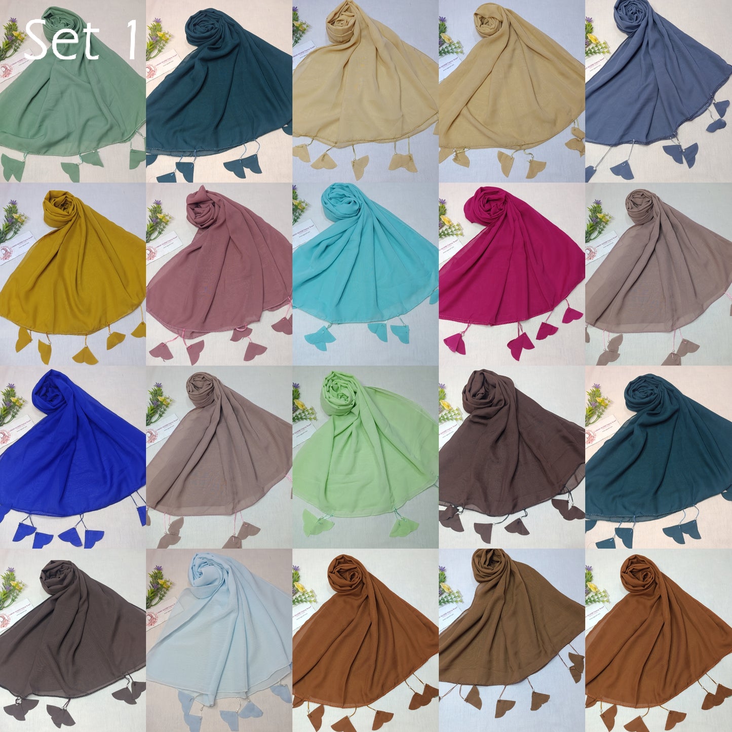Plain Georgette Heart ❤️ Tussles Hijab Scarf
