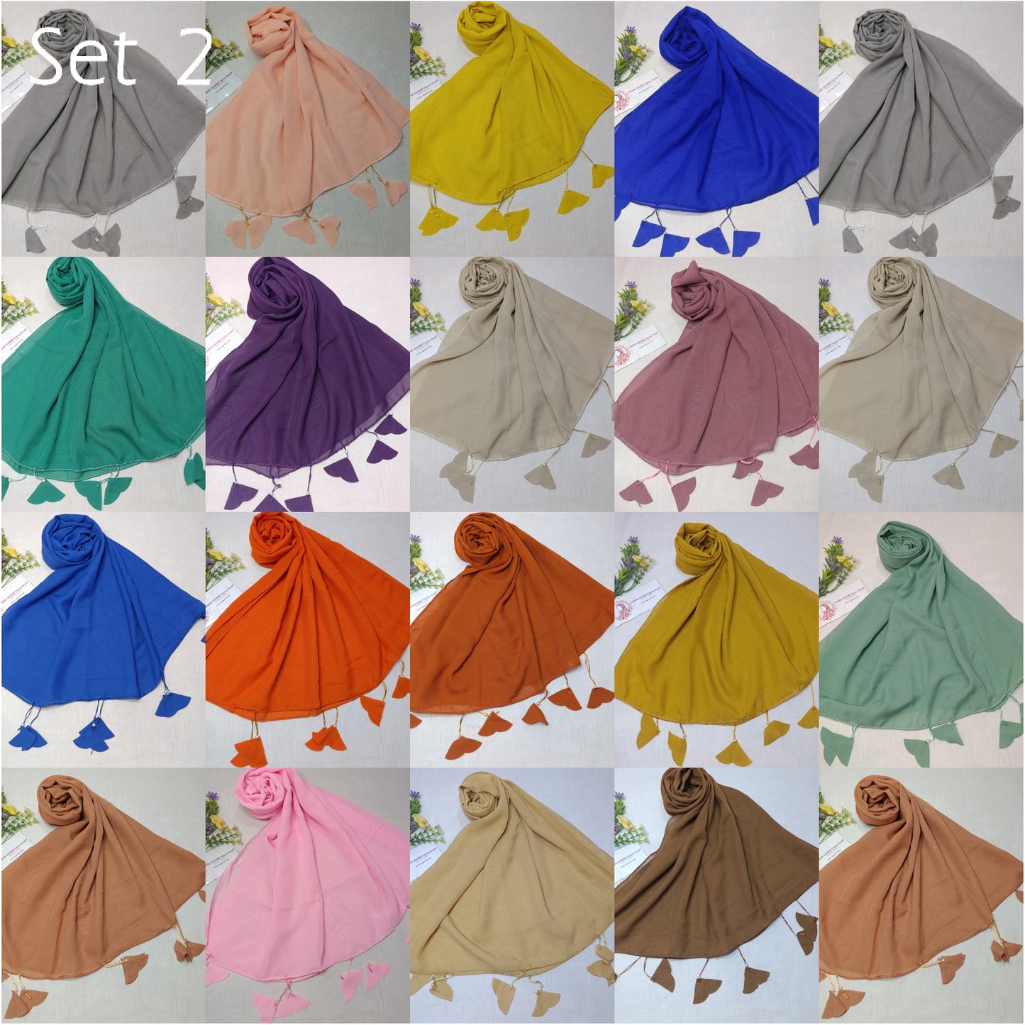 Plain Georgette Heart ❤️ Tussles Hijab Scarf