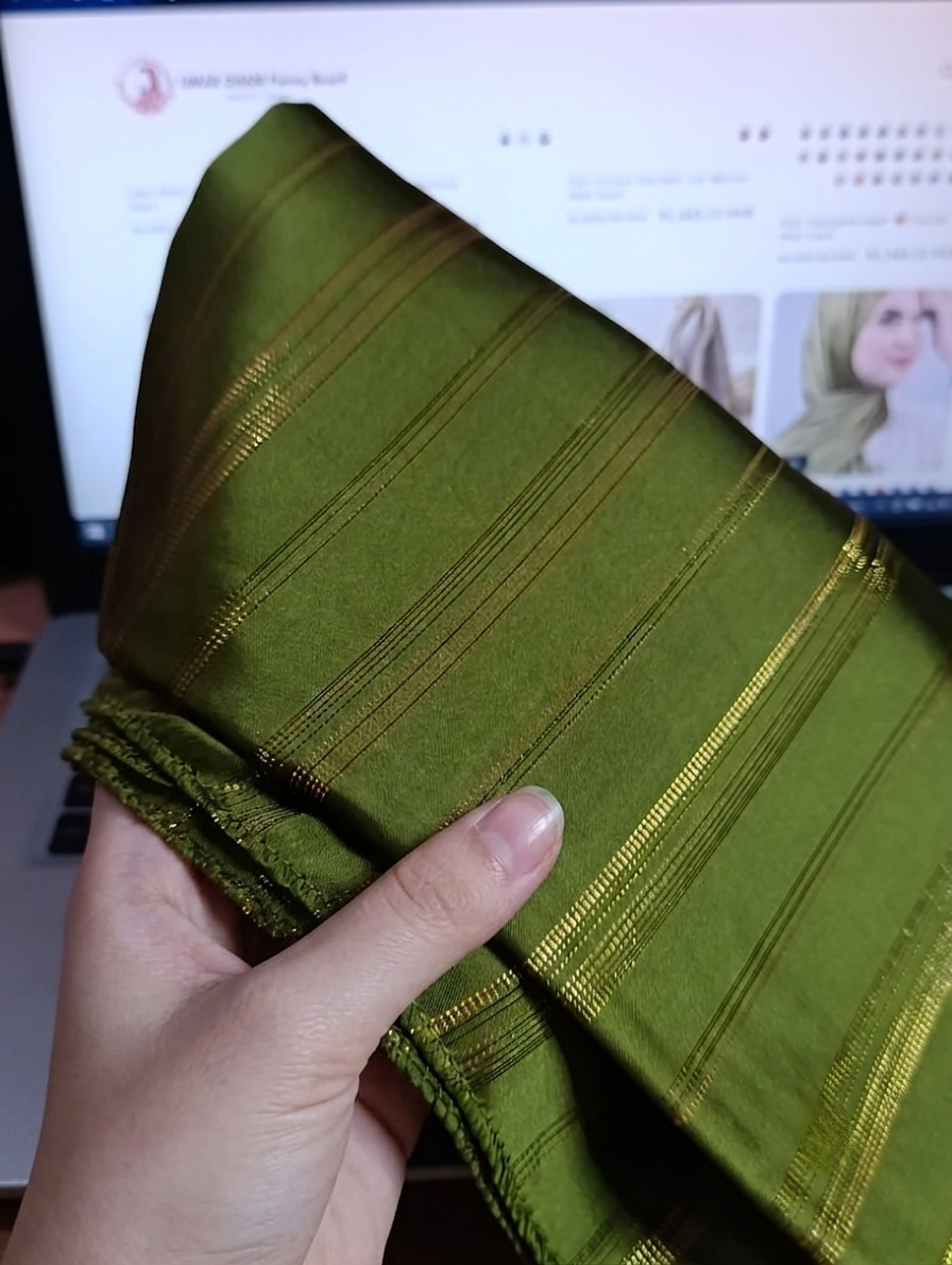 Premium Gold Striped Silk Scarf / Stole – Elegant Shiny Finish