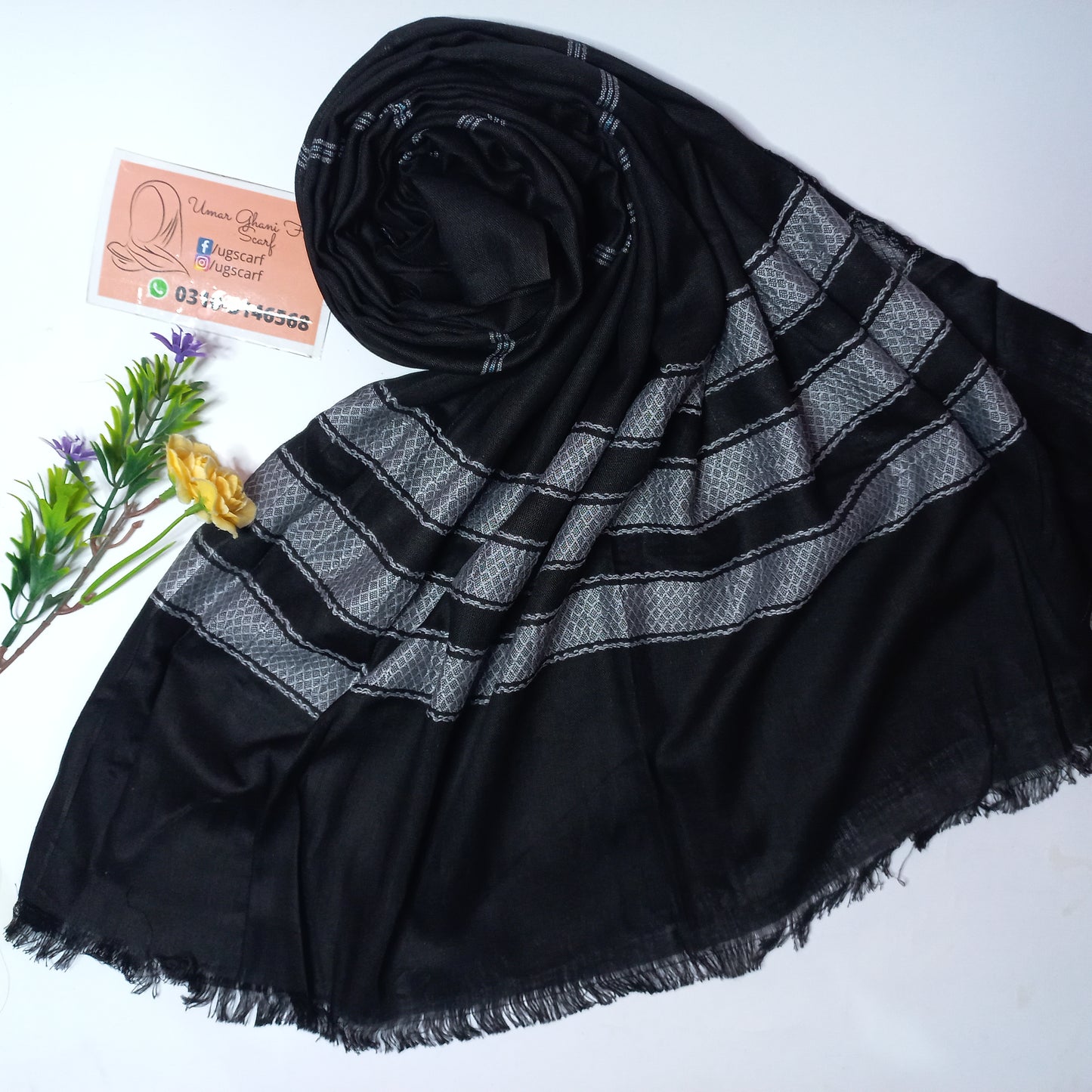 Lawn Lining Black Hijab Scarf