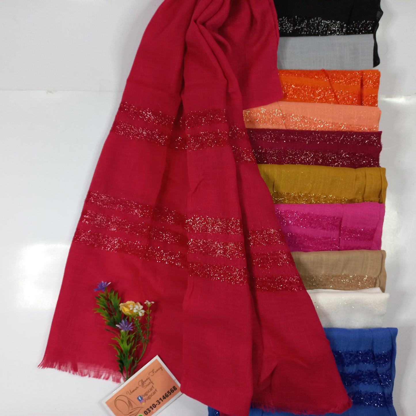 Cashmere Slub Lawn Zari Hijab Scarf